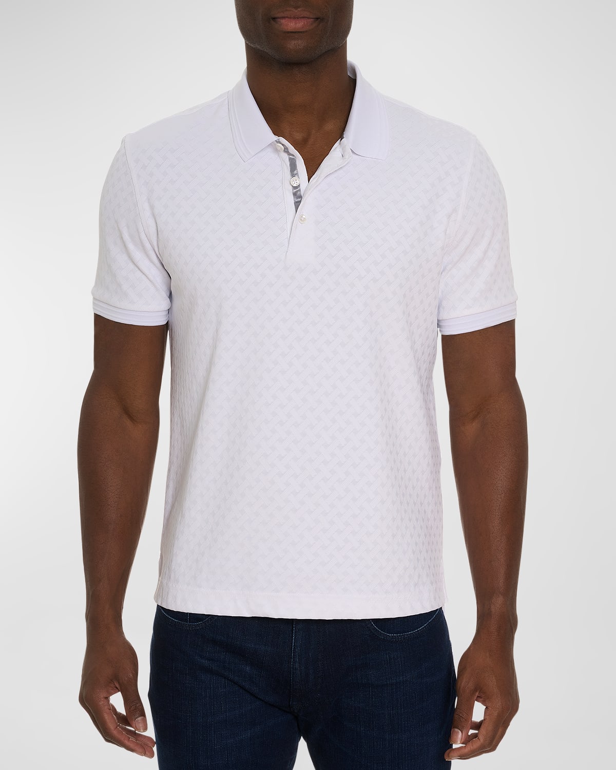 Shop Robert Graham Men's Elias Jacquard Knit Polo Shirt In White