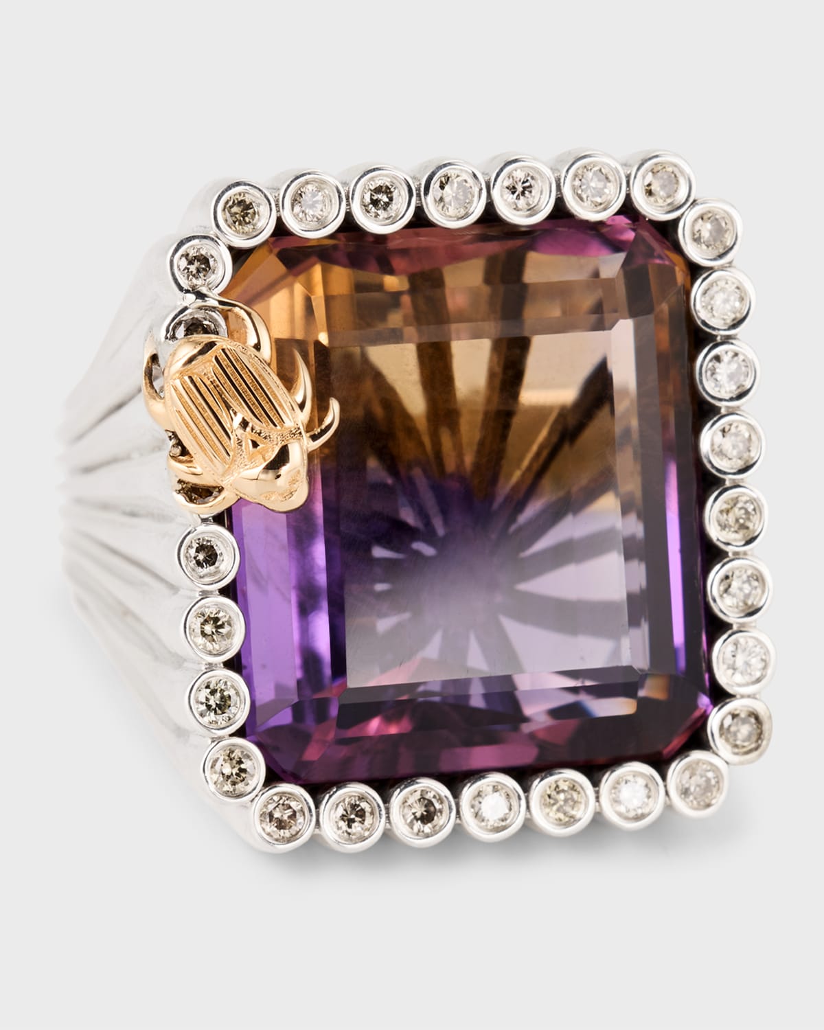 Stephen Dweck Ametrine And Champagne Diamond Statement Ring In Gold