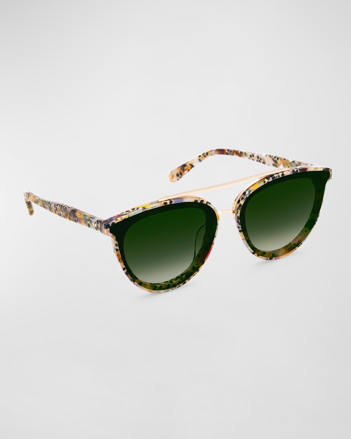 Shop Krewe Clio Nylon Patterned Acetate Aviator Sunglasses In Poppy