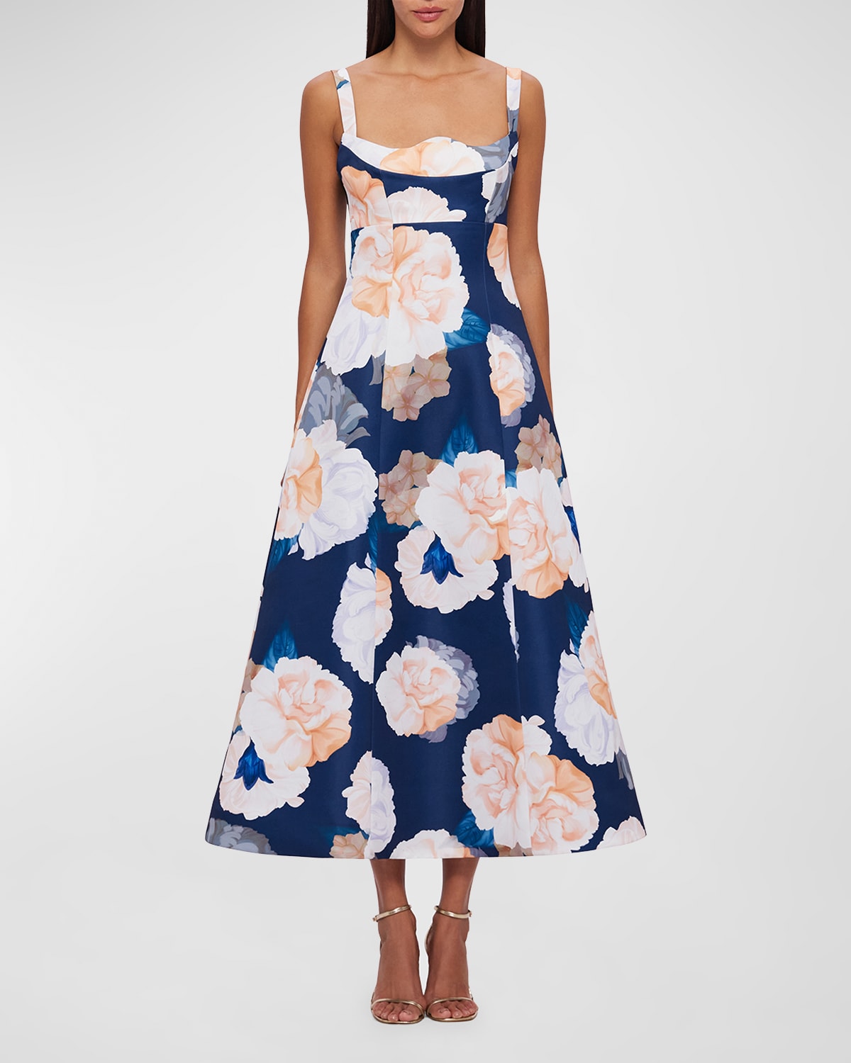 Odette Sleeveless Floral-Print Midi Dress