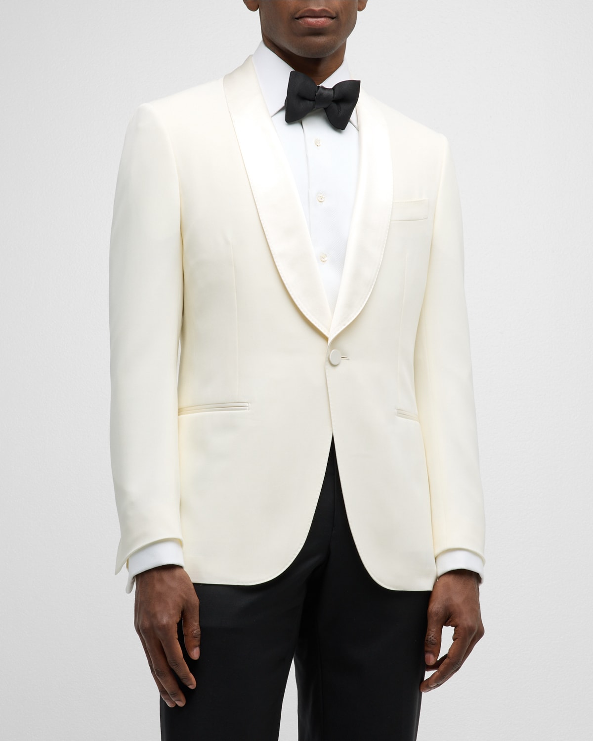 Zegna Men's Wool Shawl Dinner Jacket In Natural Solid