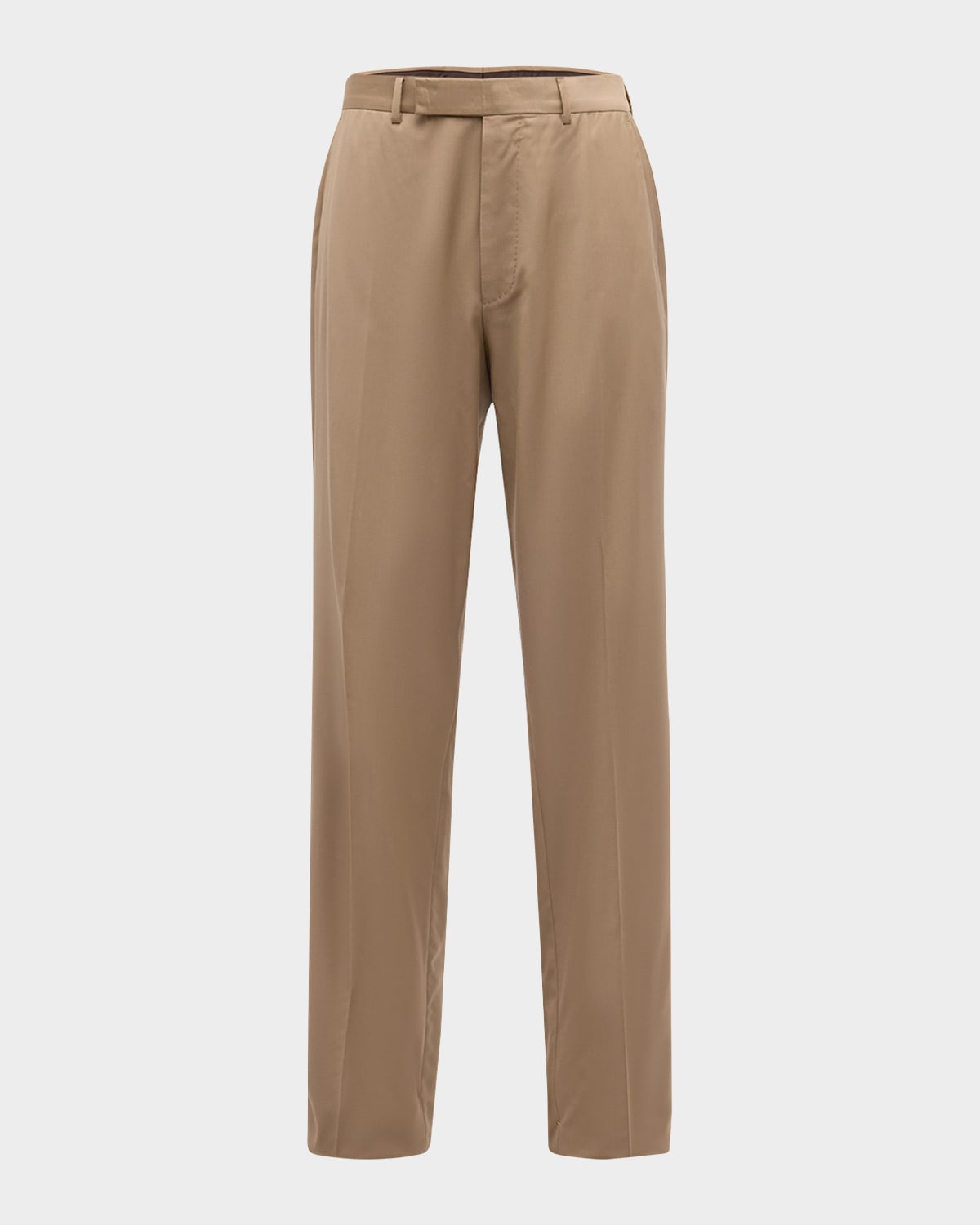 Zegna Men's Classic Wool Pants In Medium Brown Solid