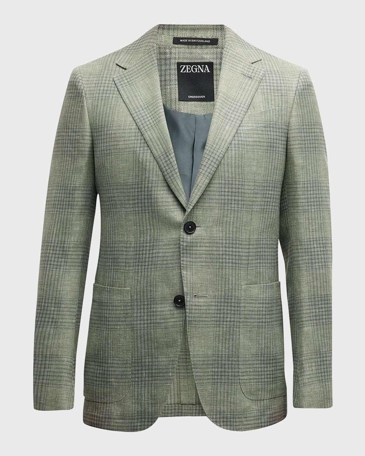 Men's Plaid Linen-Blend Sport Coat