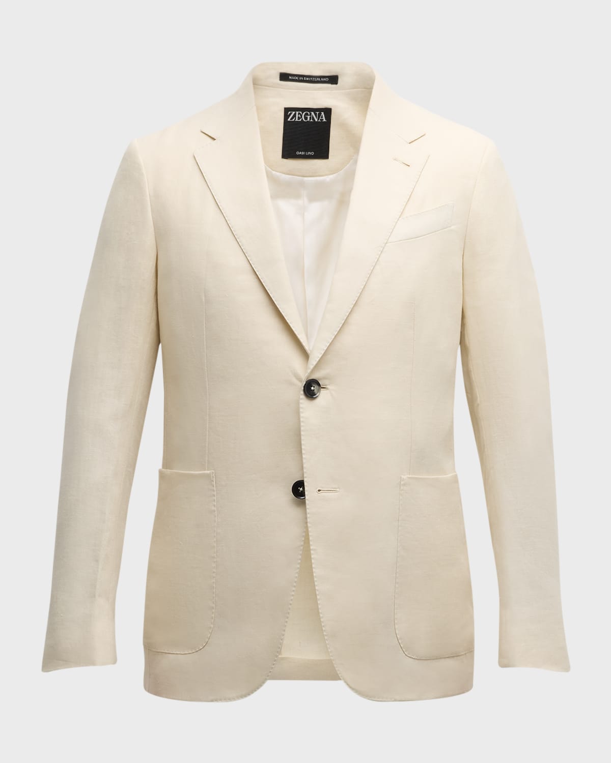 Zegna Chalk Stripe Linen And Silk Jacket In White Solid