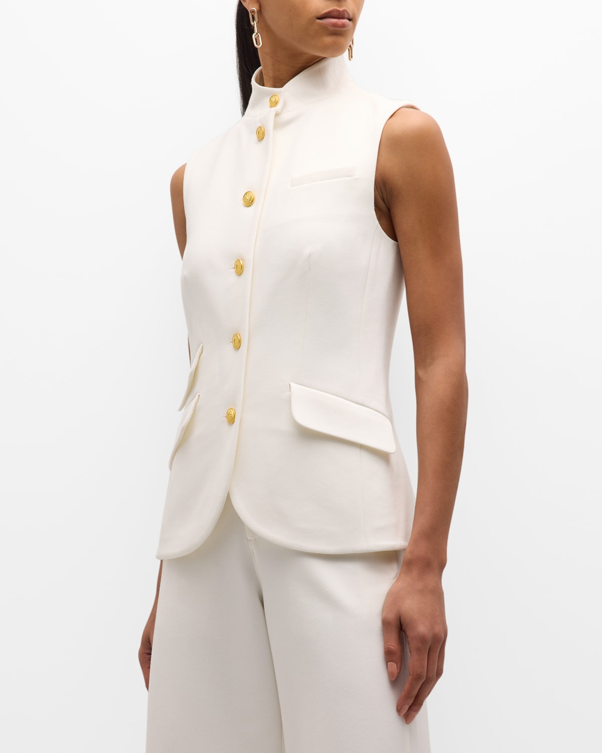Rag & Bone Slade Button-front Vest In Ivory