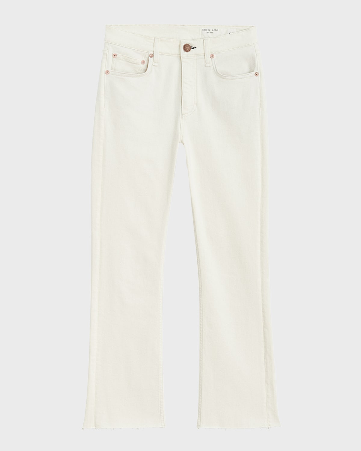 Shop Rag & Bone Peyton Mid-rise Ankle Bootcut Jeans In Ecru