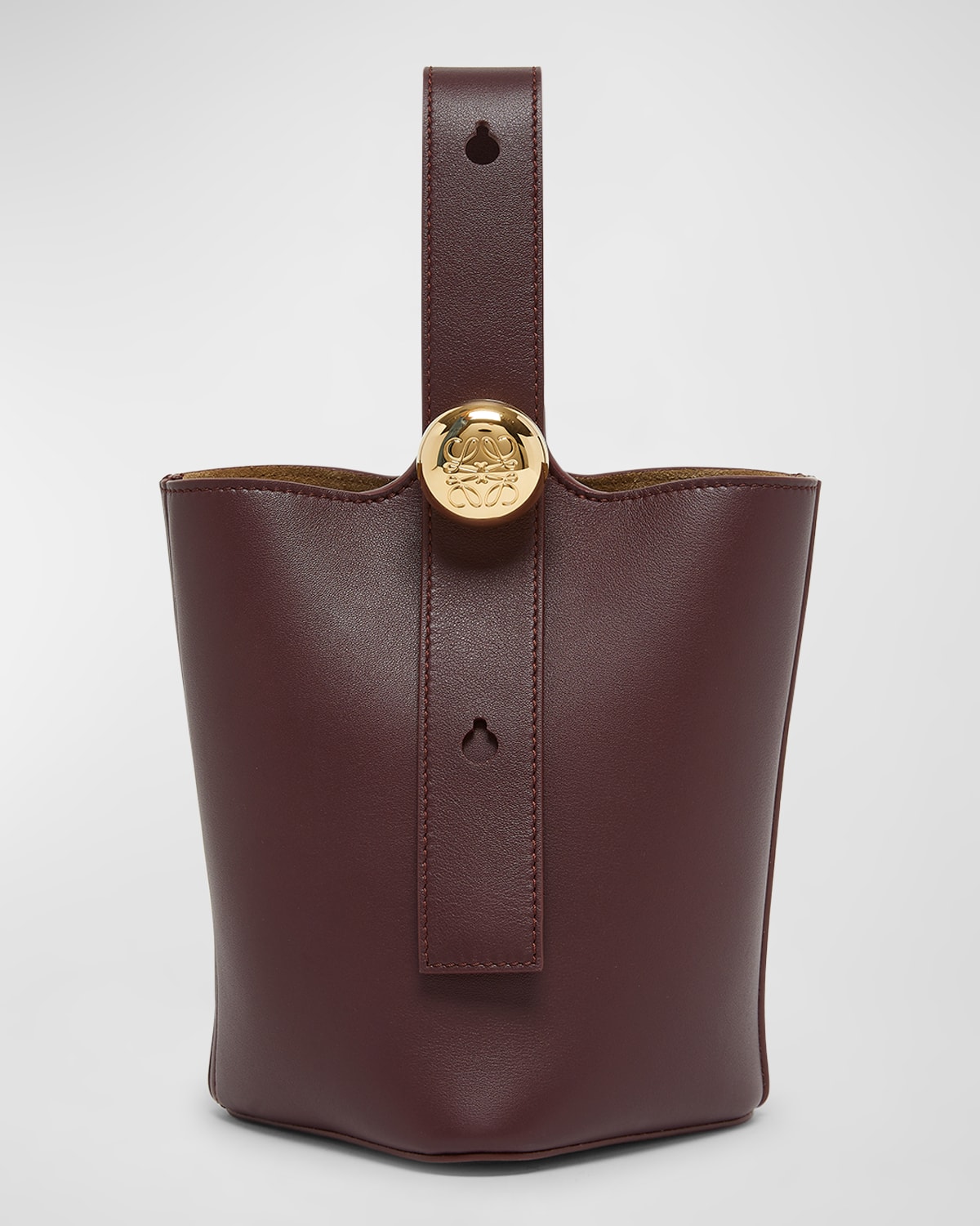 Loewe Mini Pebbled Leather Bucket Bag In Brown