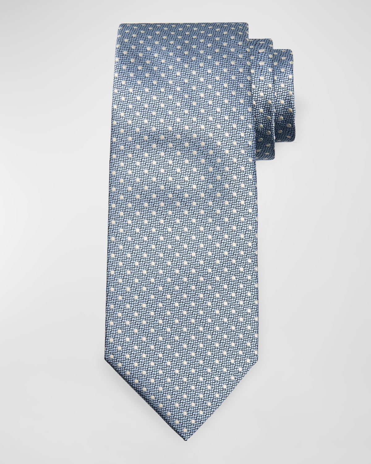 Shop Tom Ford Men's Mulberry Silk Polka Dot Tie In Silver Blue