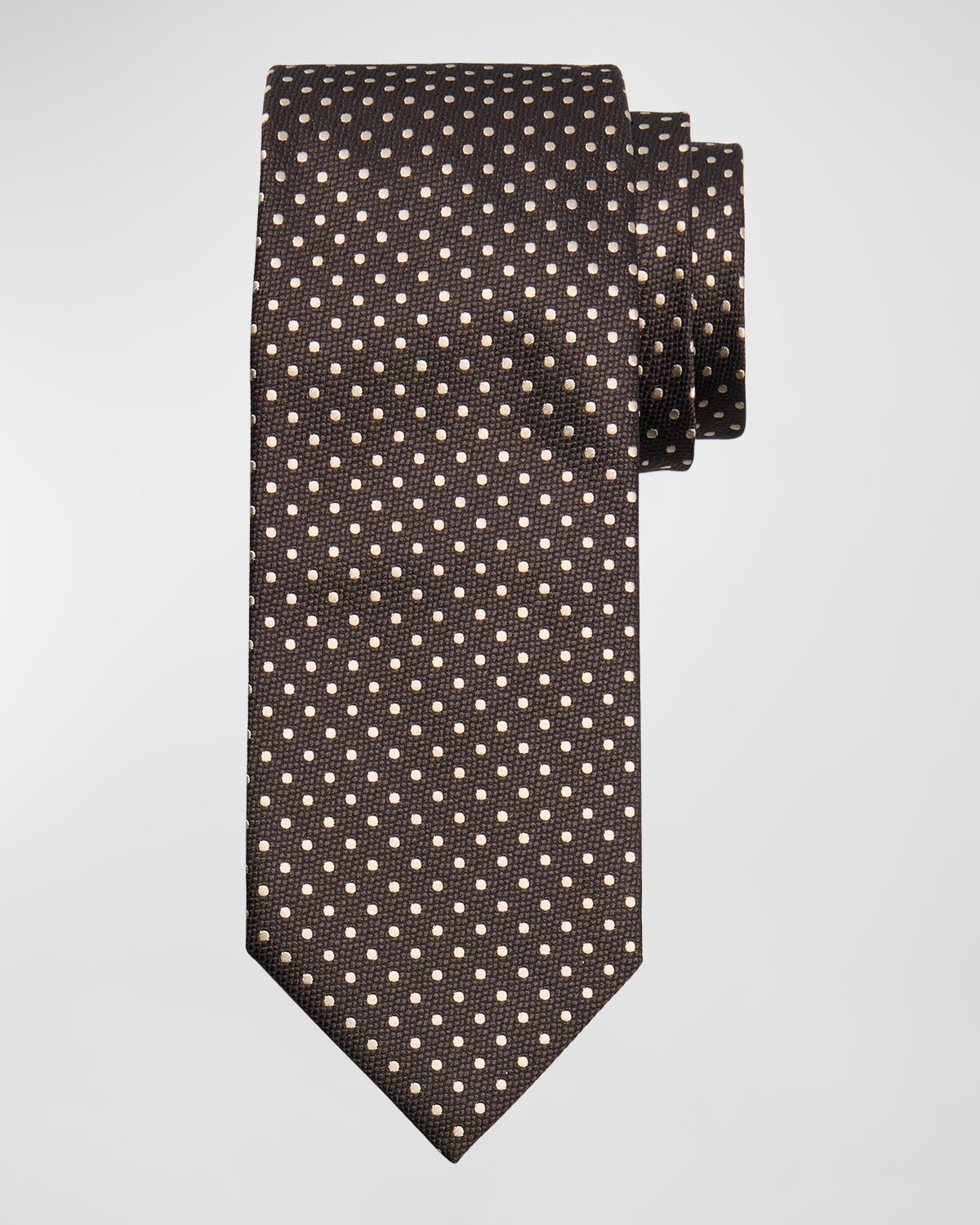 Shop Tom Ford Men's Mulberry Silk Polka Dot Tie In Chocolate