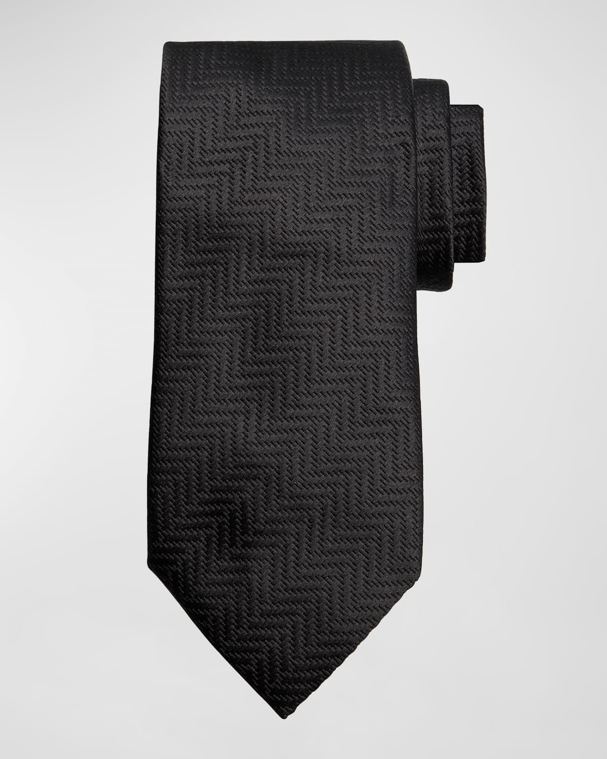 Shop Tom Ford Men's Mulberry Silk Chevron Tie In Black