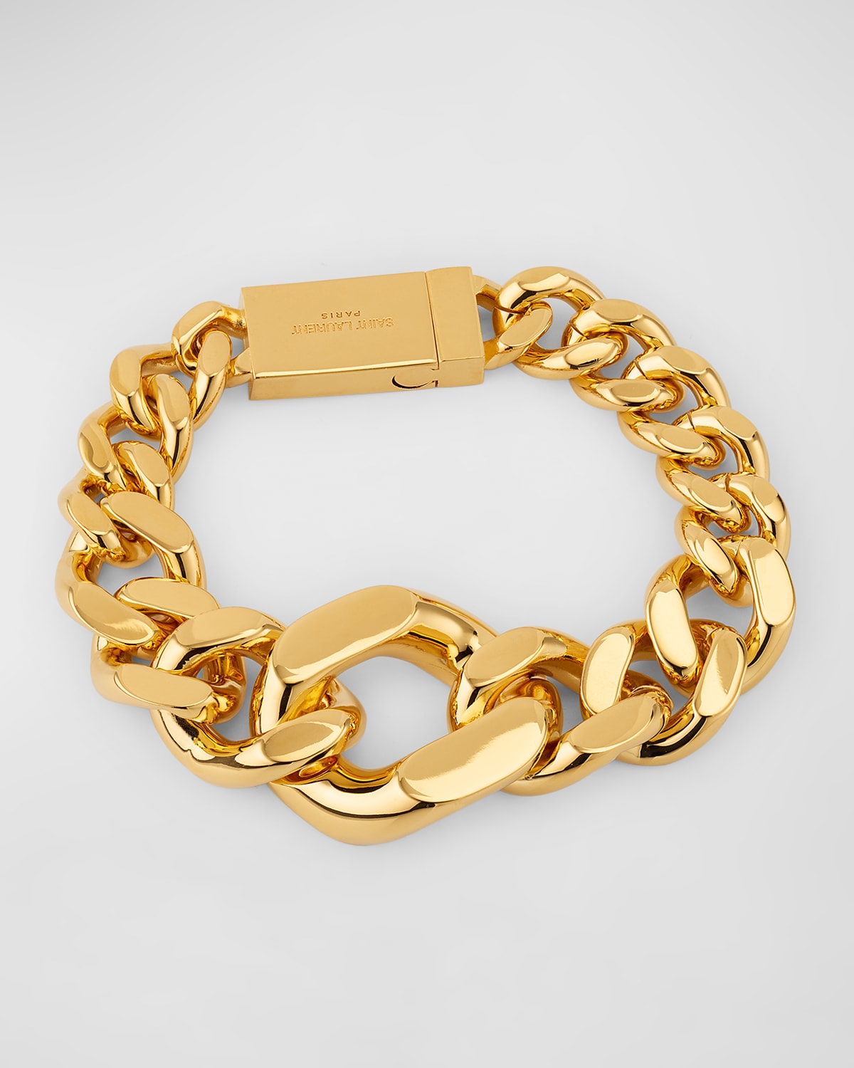 Saint Laurent Curbstop Degrade Bracelet In Gold