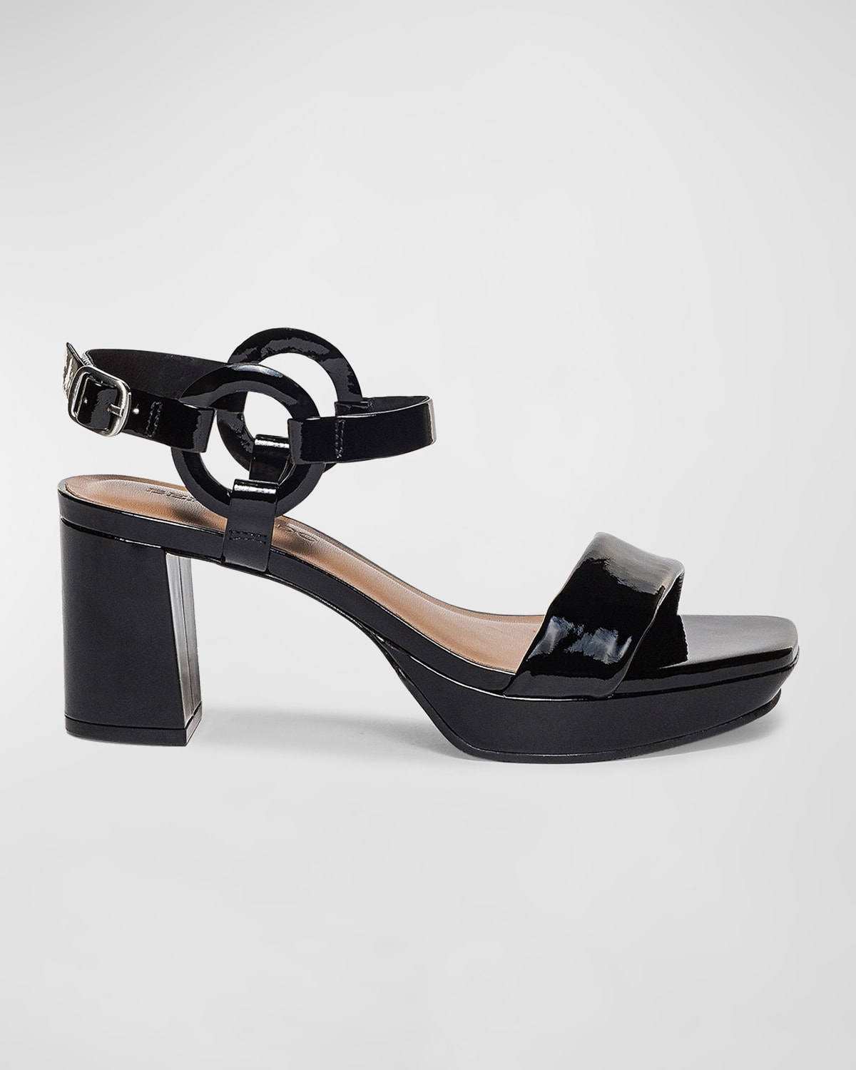Shop Bernardo Patent Calfskin Slingback Platform Sandals In Black Patent