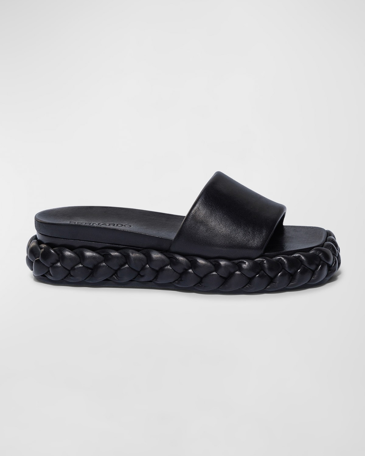 Bernardo Leather Low-wedge Slide Sandals In Black Glove Leath
