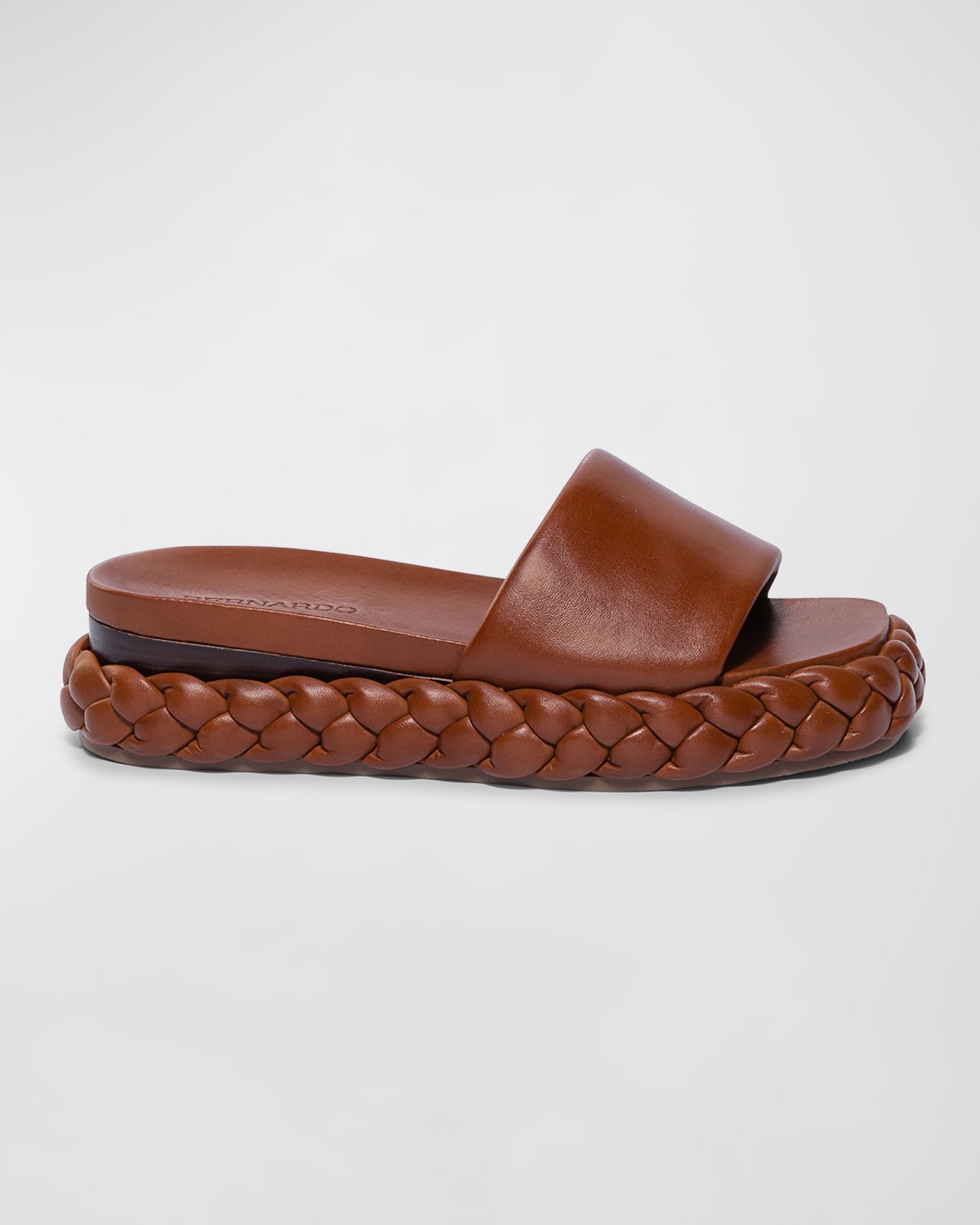 Leather Low-Wedge Slide Sandals