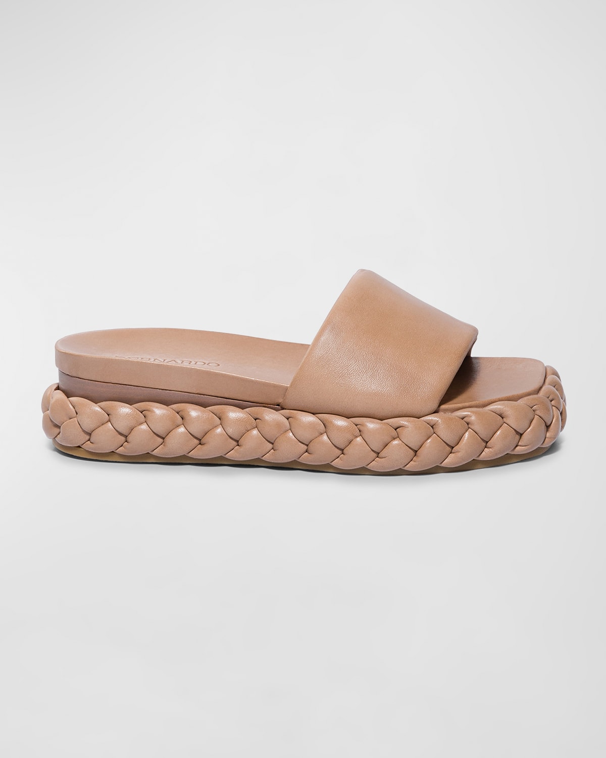 Bernardo Leather Low-wedge Slide Sandals In Birch Glove Leath