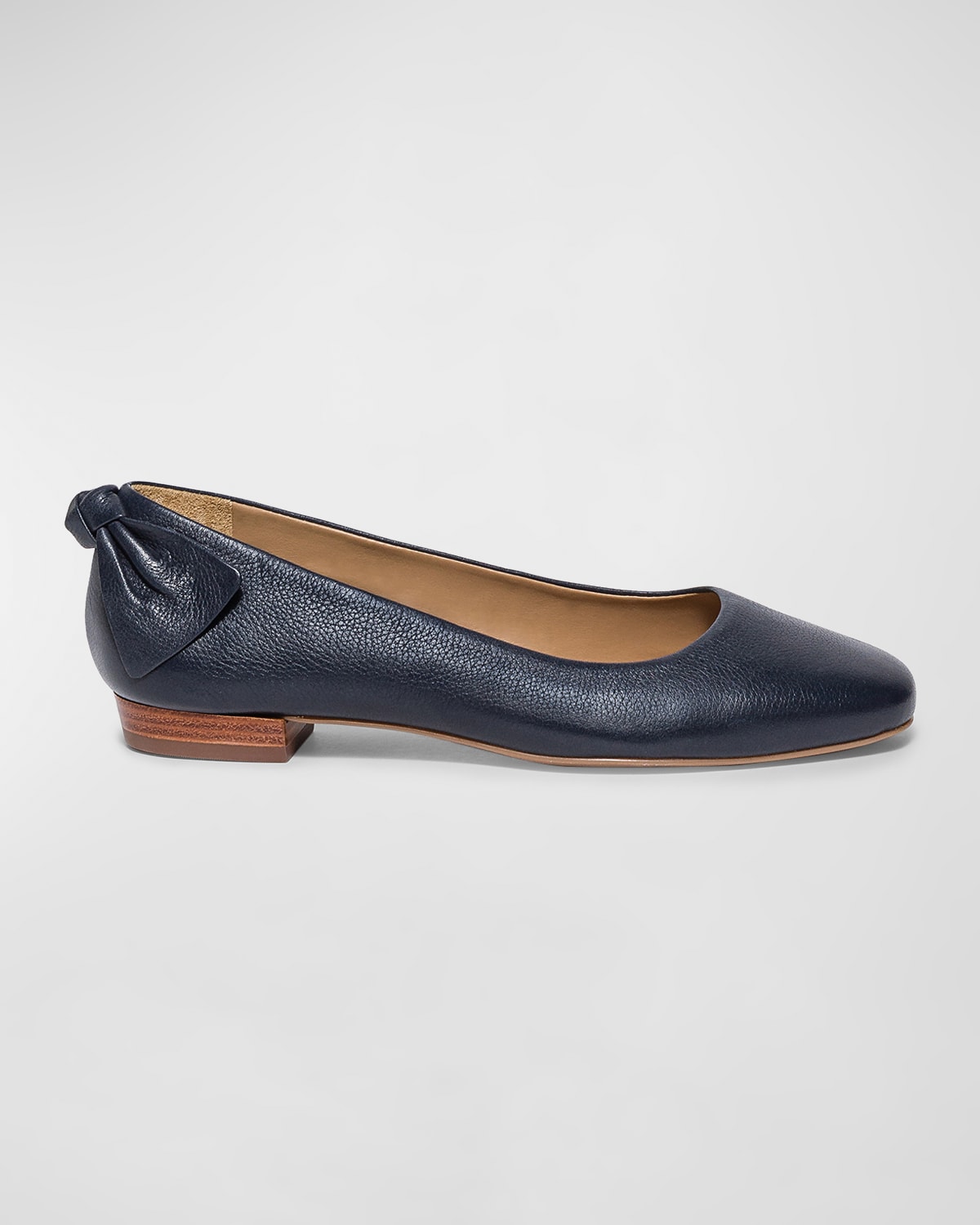 Bernardo Women's Eloisa Leather Bow Flats In Navy