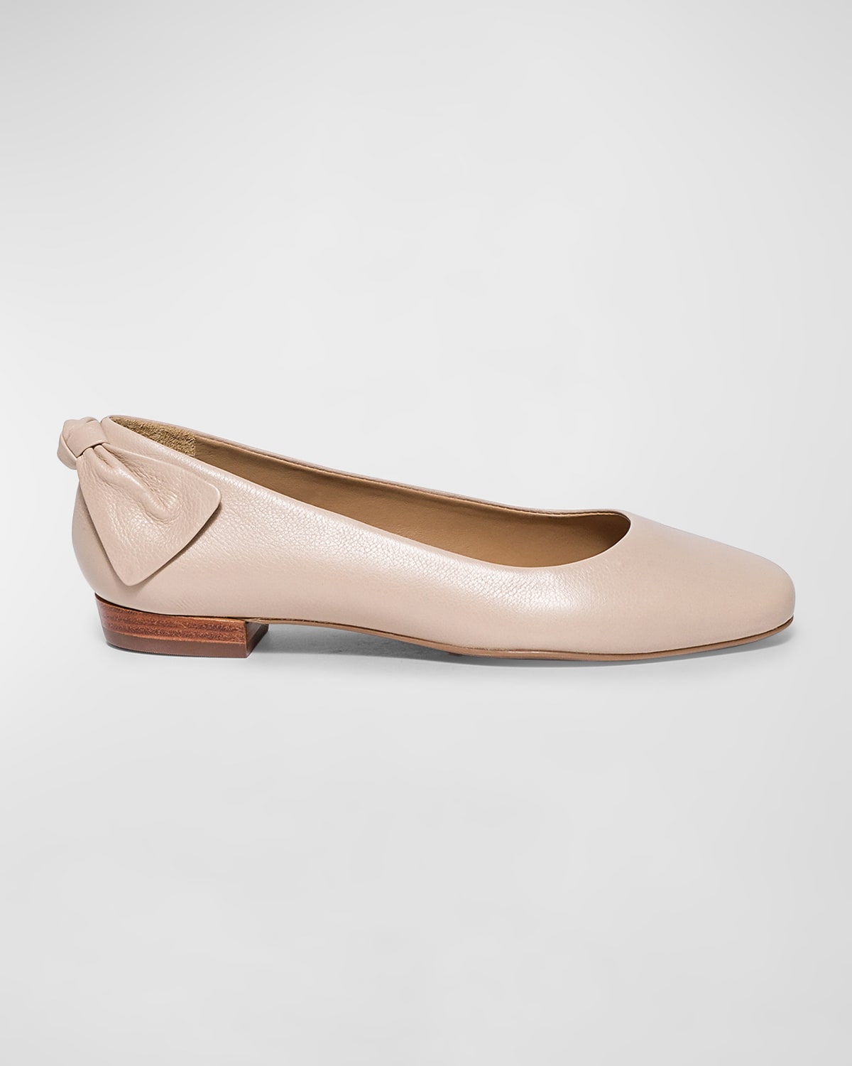 Shop Bernardo Leather Bow Ballerina Flats In Blush