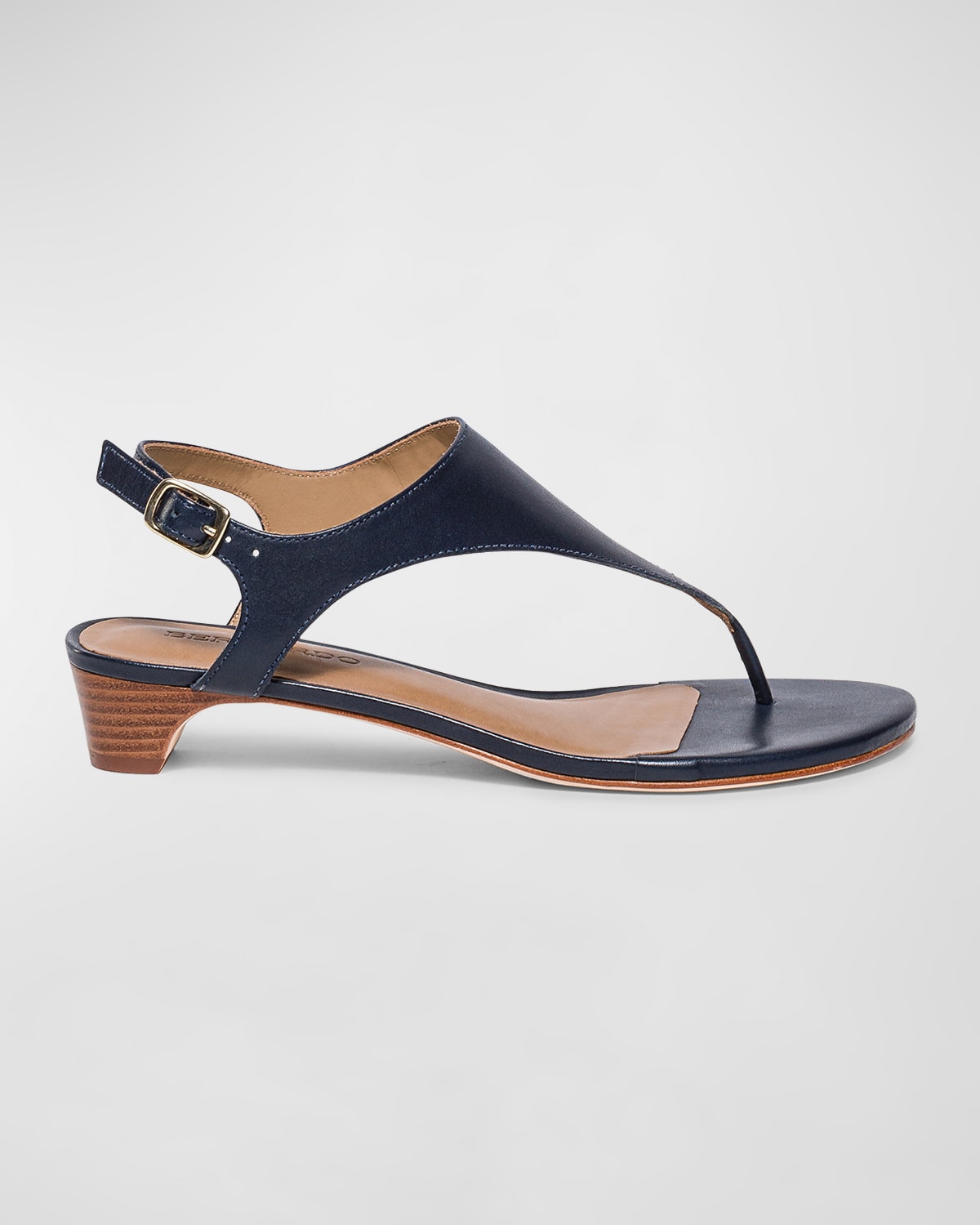 Bernardo Calfskin Low-heel Thong Slingback Sandals In Navy Antique Calf