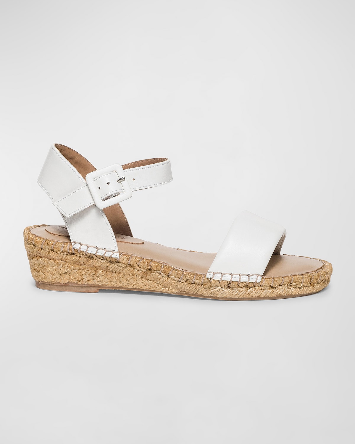 Leather Ankle-Strap Wedge Espadrilles