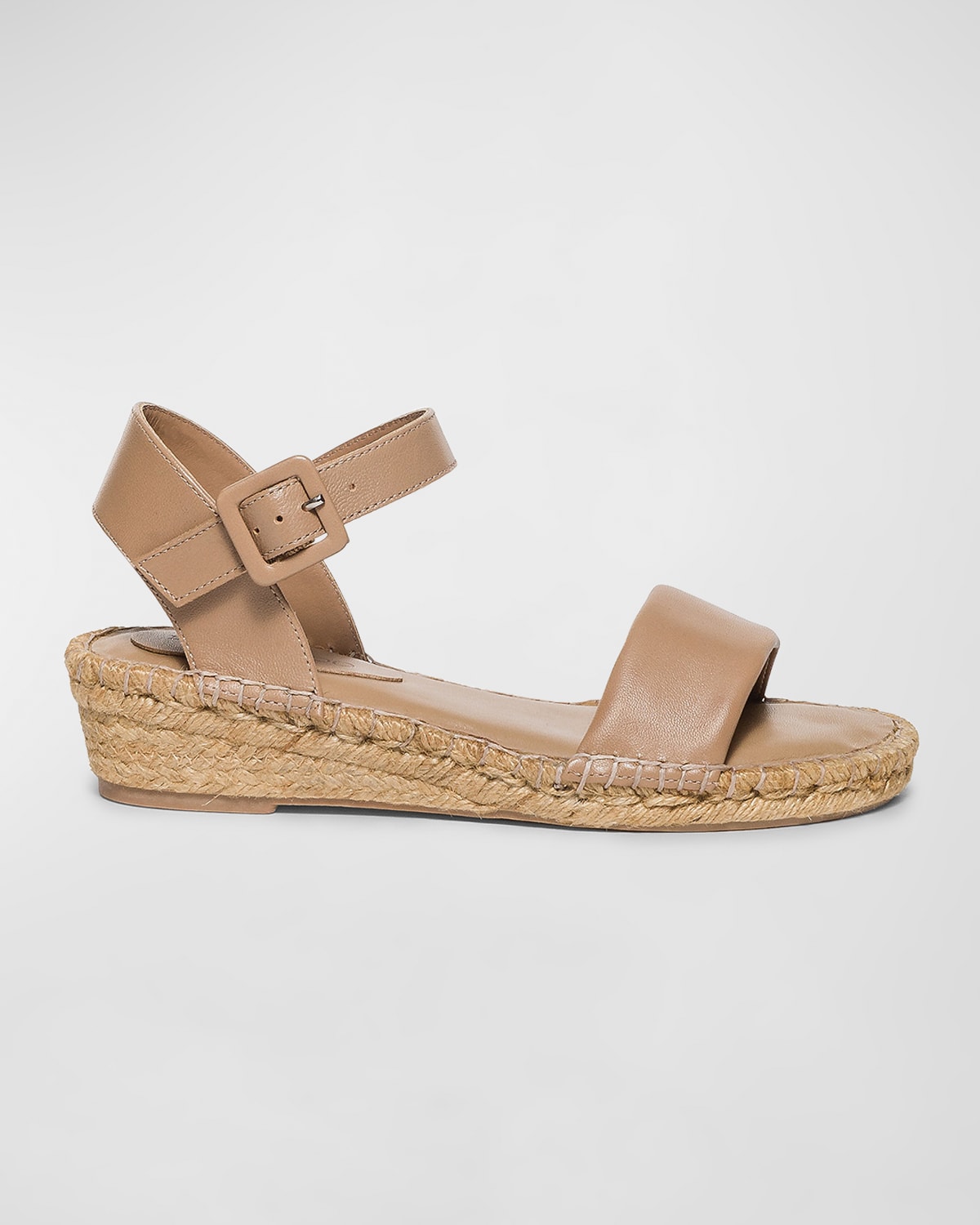 Bernardo Leather Ankle-strap Wedge Espadrilles In Sand Nappa Mestic