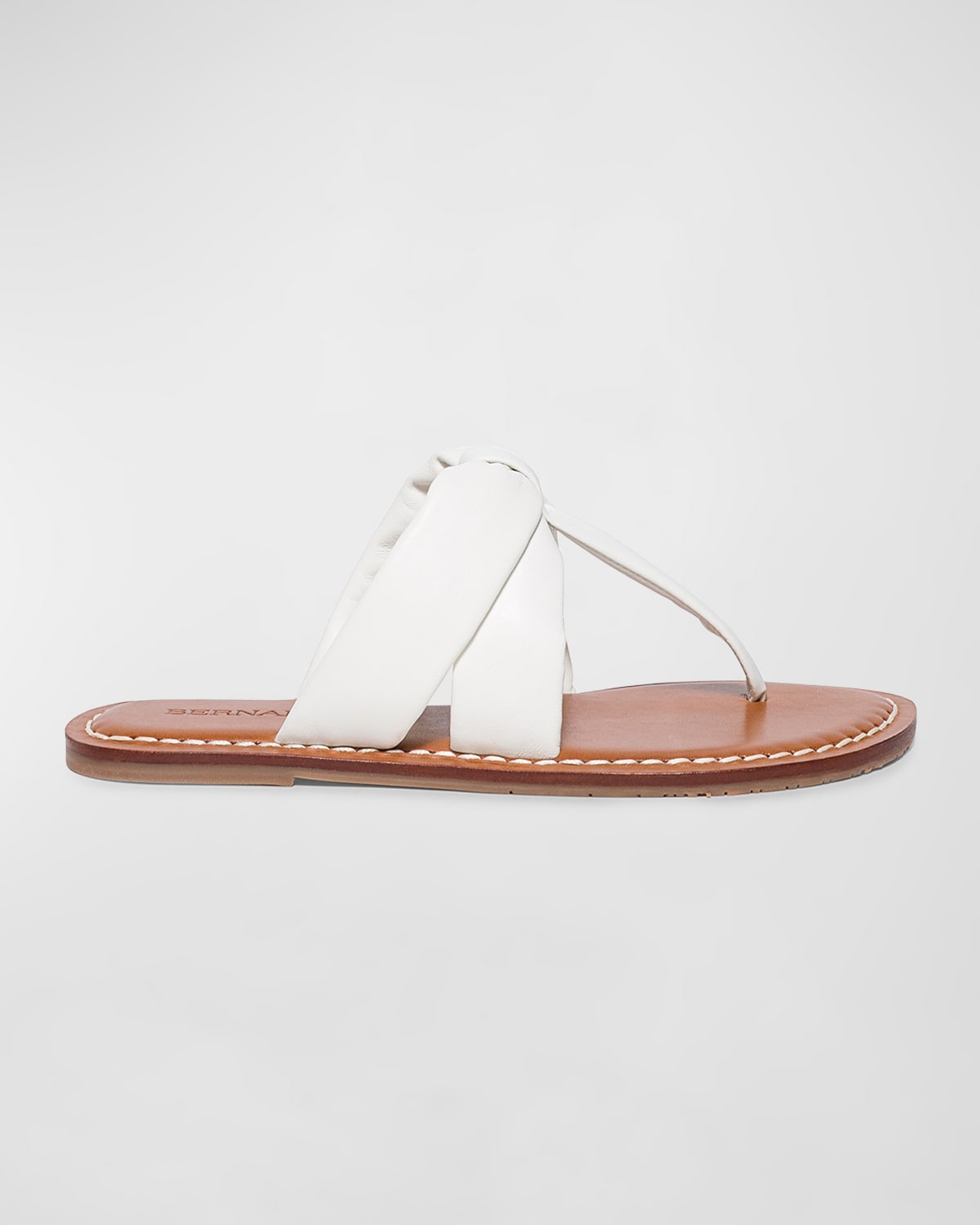 Shop Bernardo Leather Flat Thong Slide Sandals In White Glove Leather