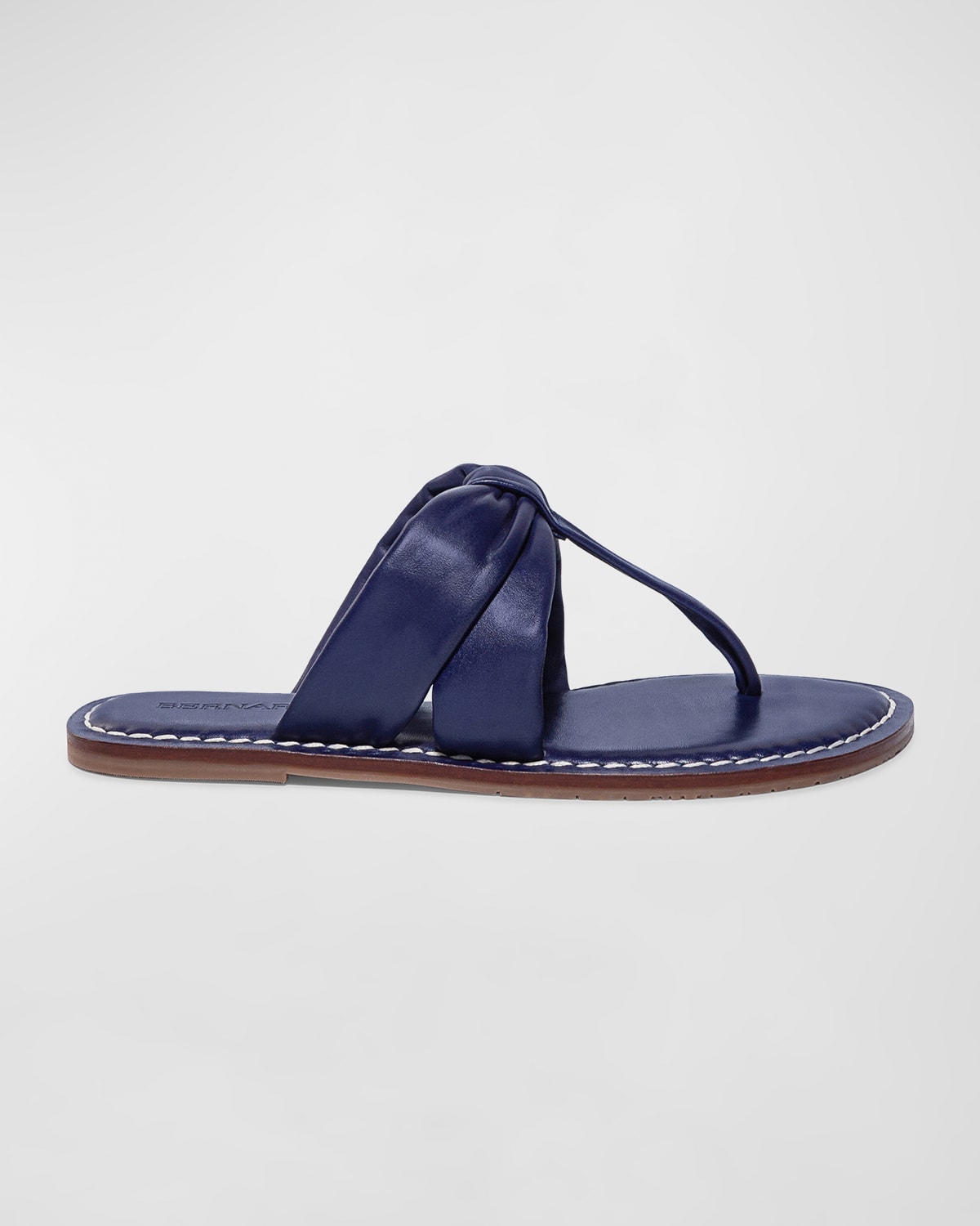 Shop Bernardo Leather Flat Thong Slide Sandals In Midnight Leather