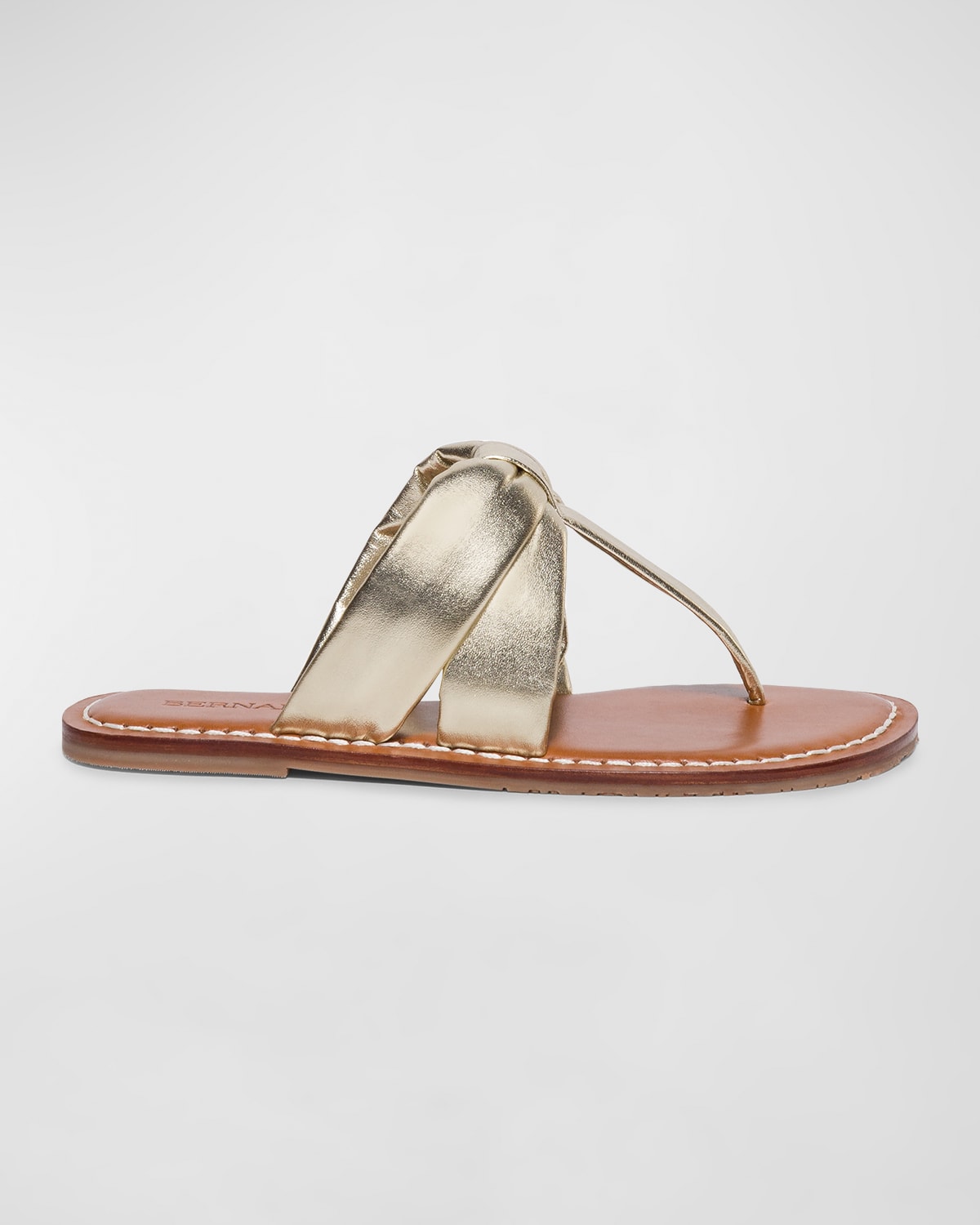 Shop Bernardo Metallic Flat Thong Slide Sandals In Champagne Glove Leather