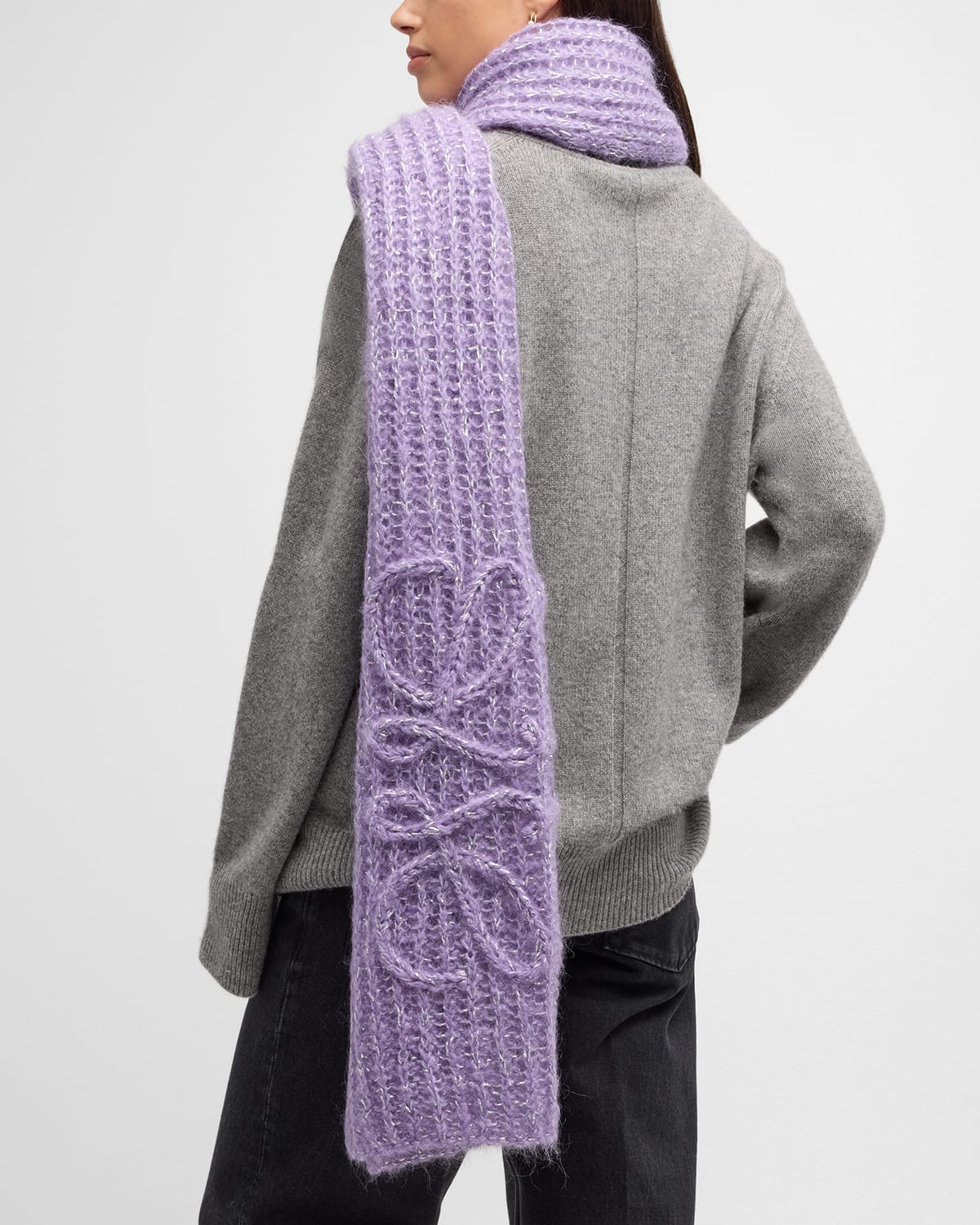 Loewe Crocheted Anagram Mohair-Blend Scarf | Smart Closet