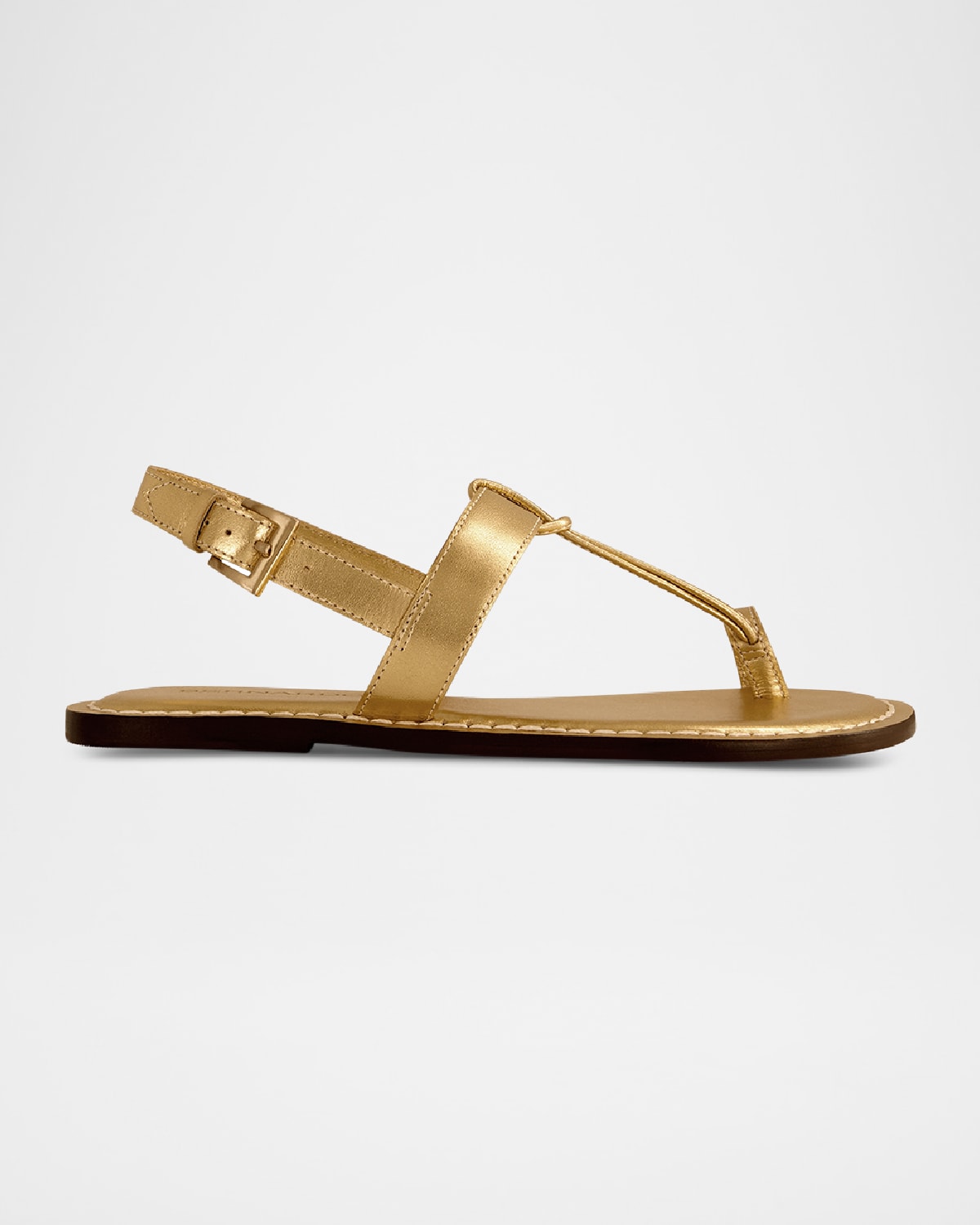 Shop Bernardo Metallic T-strap Slingback Sandals In Gold Metallic Antique Calf