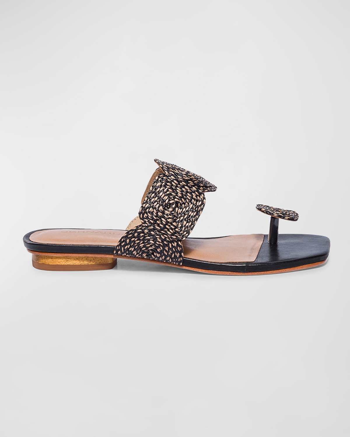 Raffia Thong Flat Slide Sandals