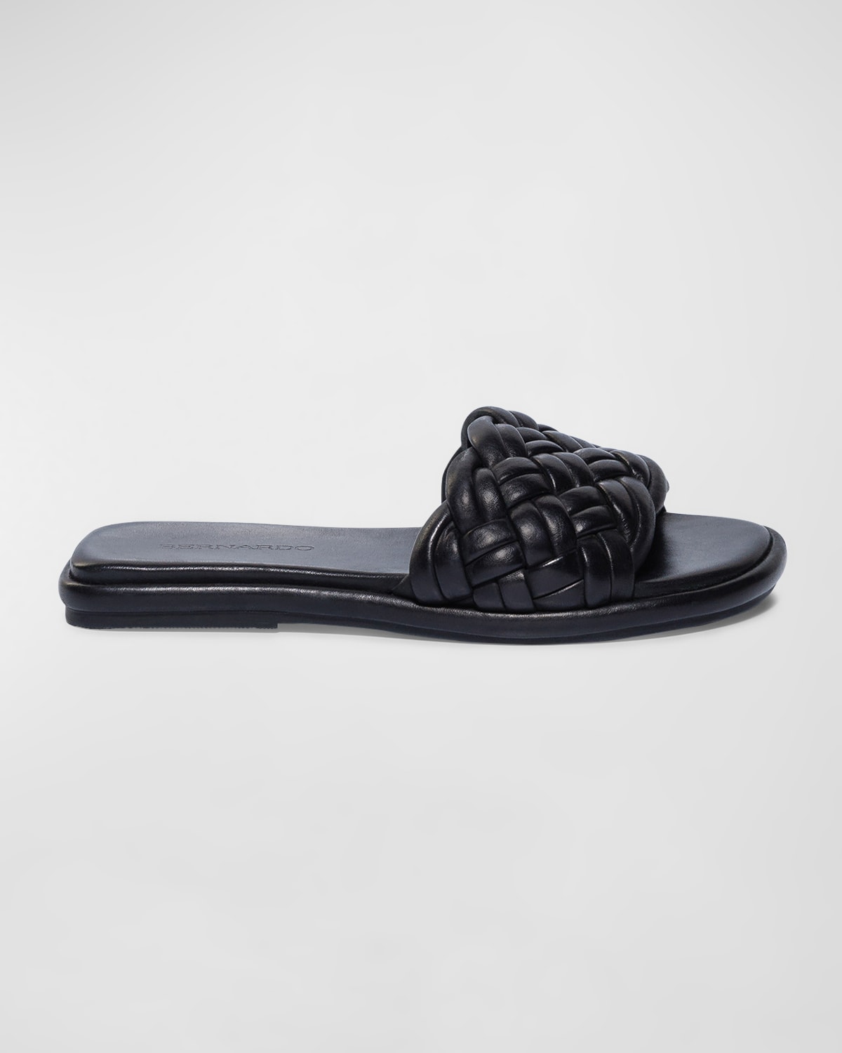 Bernardo Braided Leather Flat Slide Sandals In Black