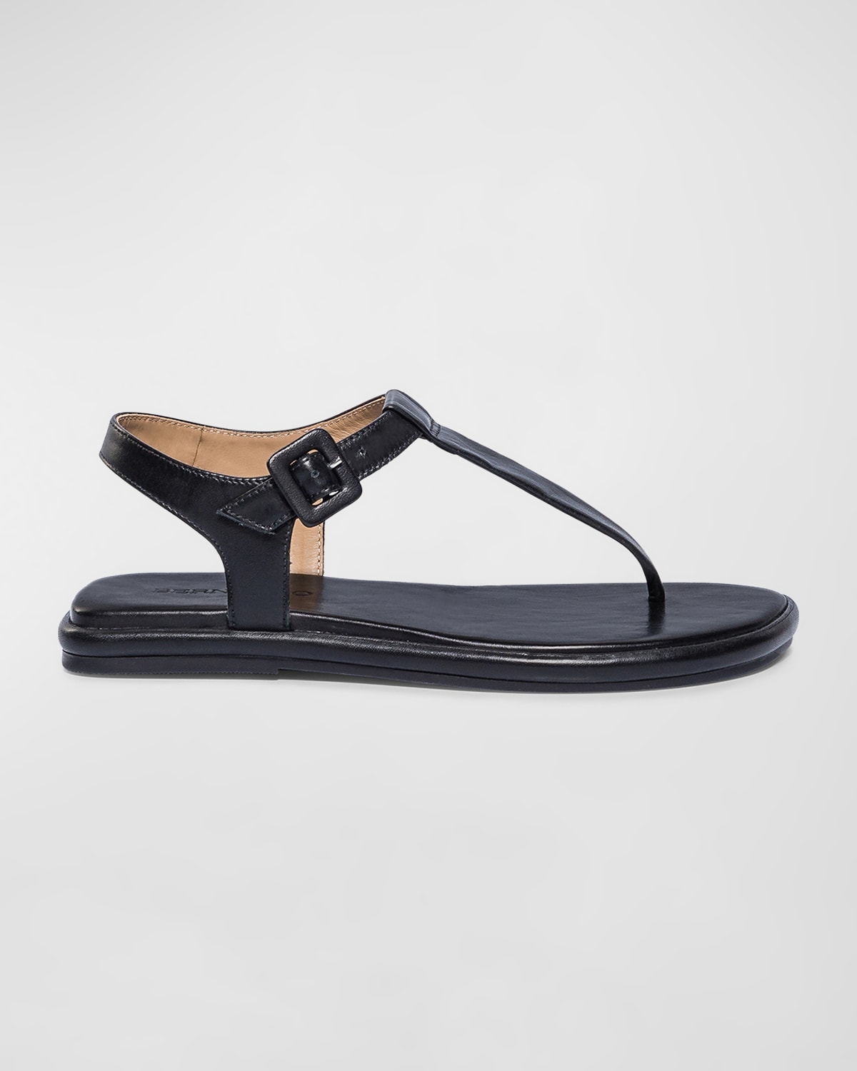 BERNARDO LEATHER ANKLE-STRAP THONG SANDALS