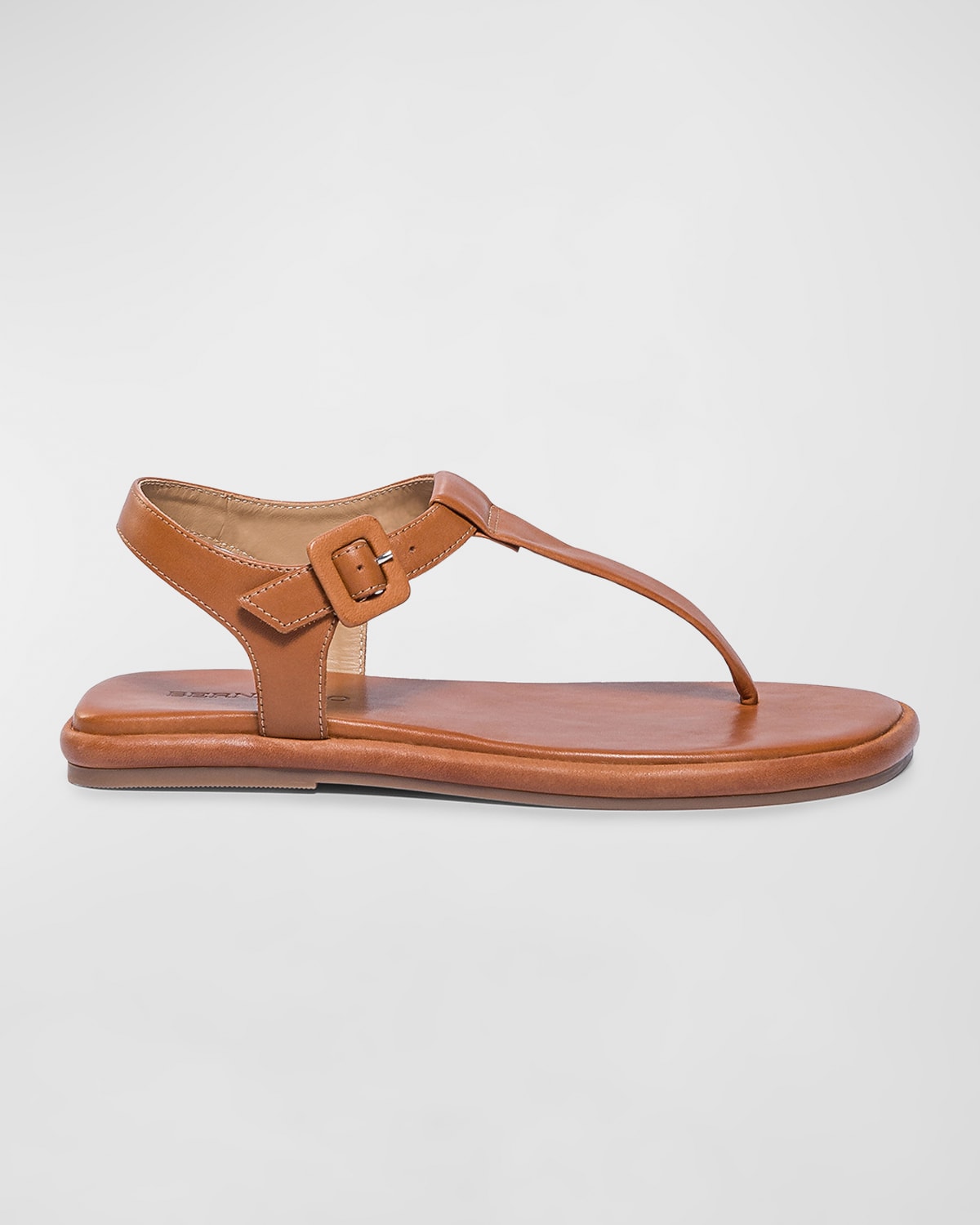 BERNARDO LEATHER ANKLE-STRAP THONG SANDALS