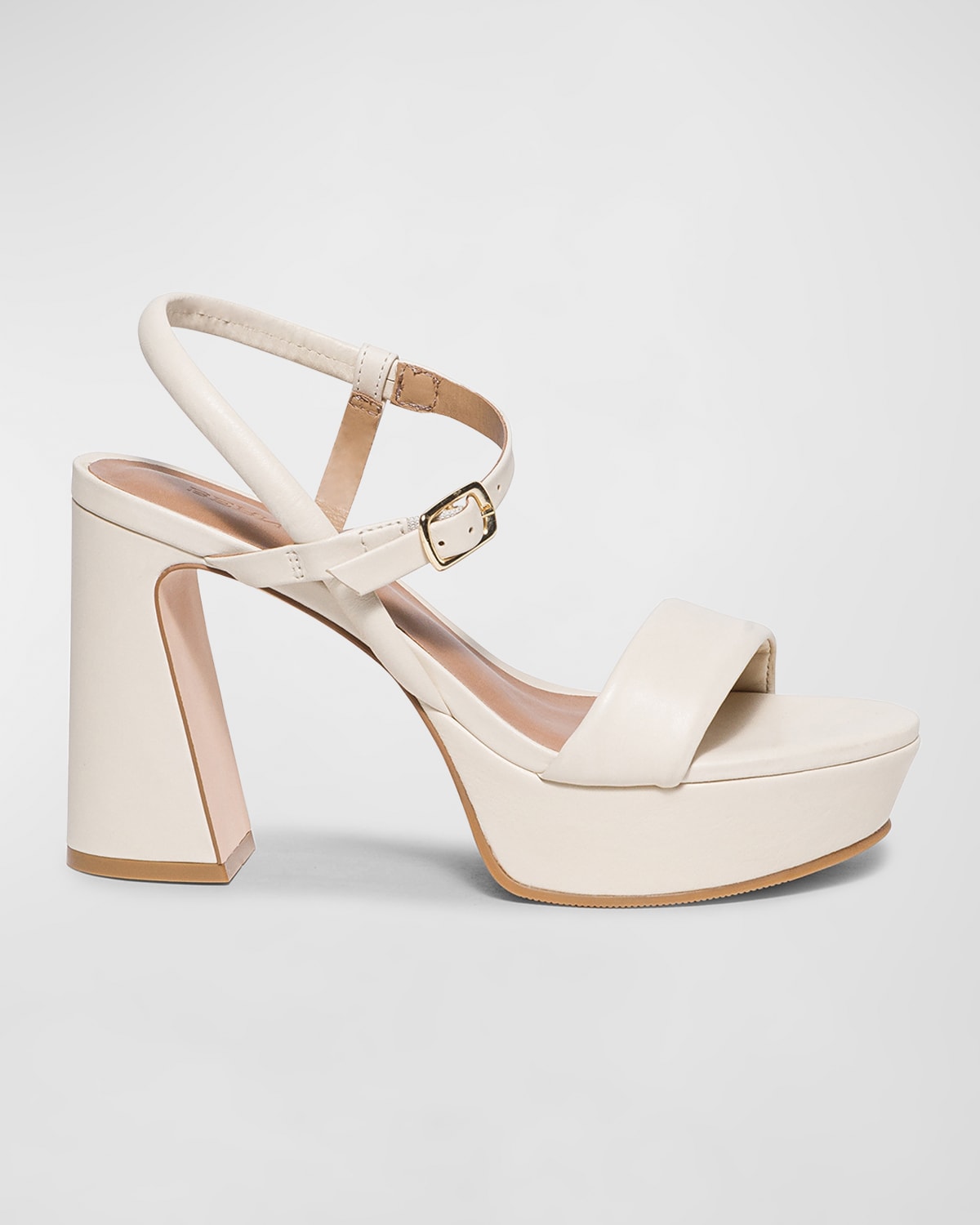 Bernardo Leather Ankle-strap Platform Sandals In Eggshell