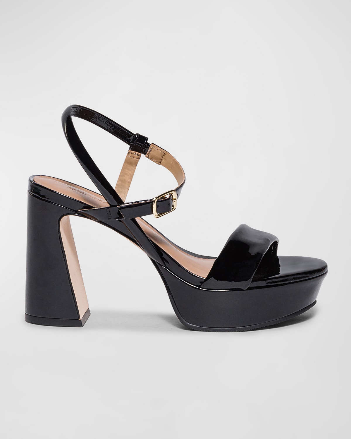 Bernardo Patent Ankle-strap Platform Sandals In Black Soft Patent
