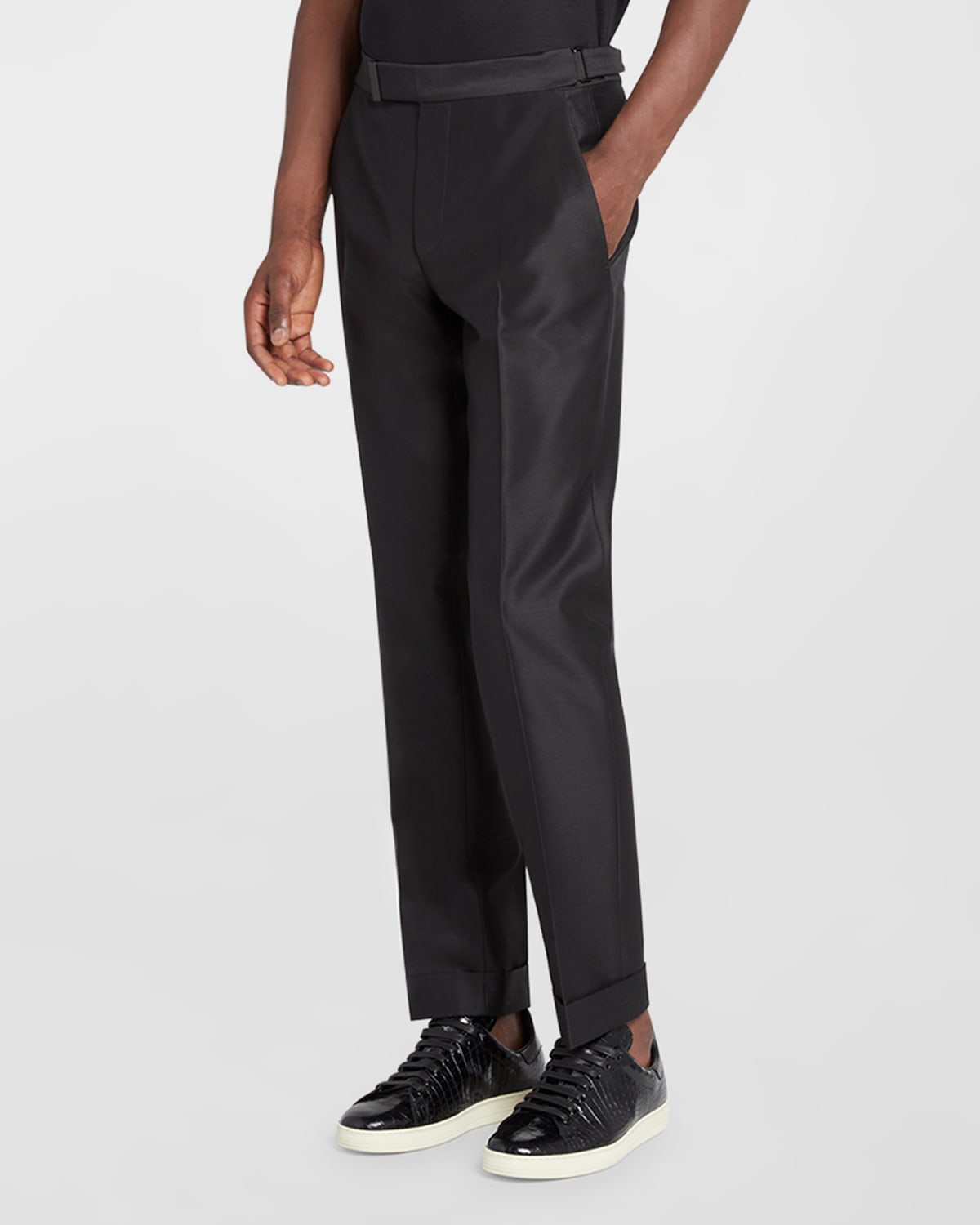 Tom Ford Men's Wool-silk Faille Atticus Trousers In Black