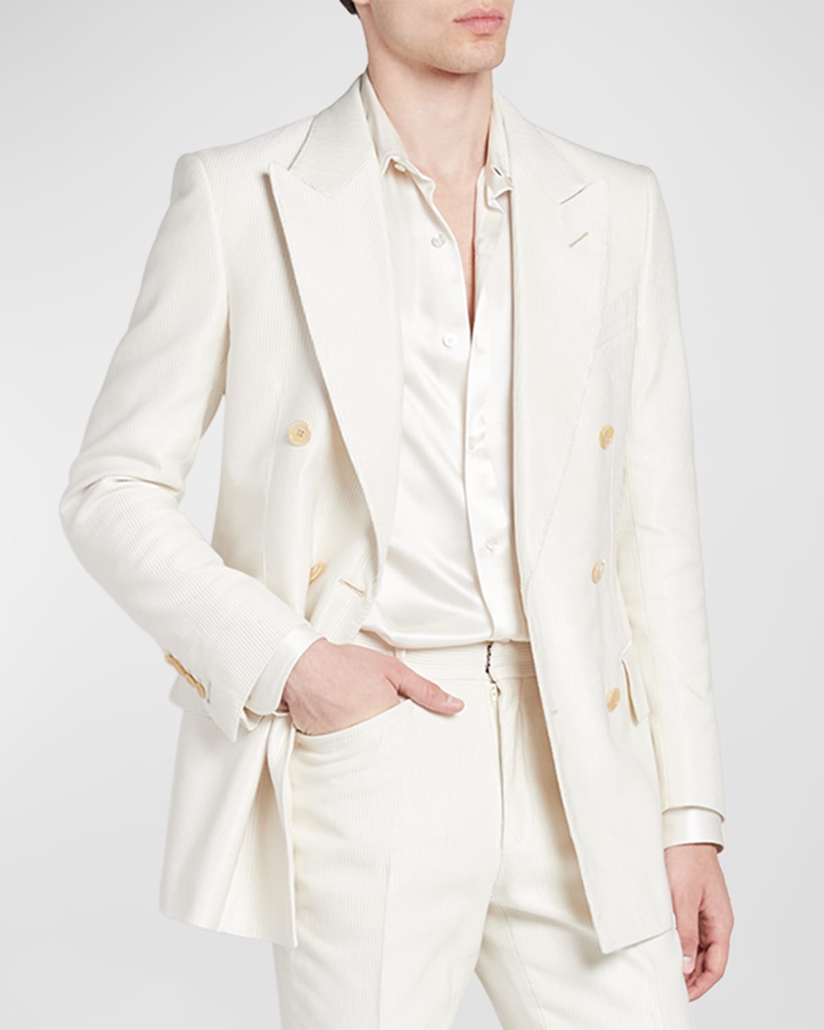 Shop Tom Ford Men's Cannete Atticus Striped Dinner Jacket In Ivory