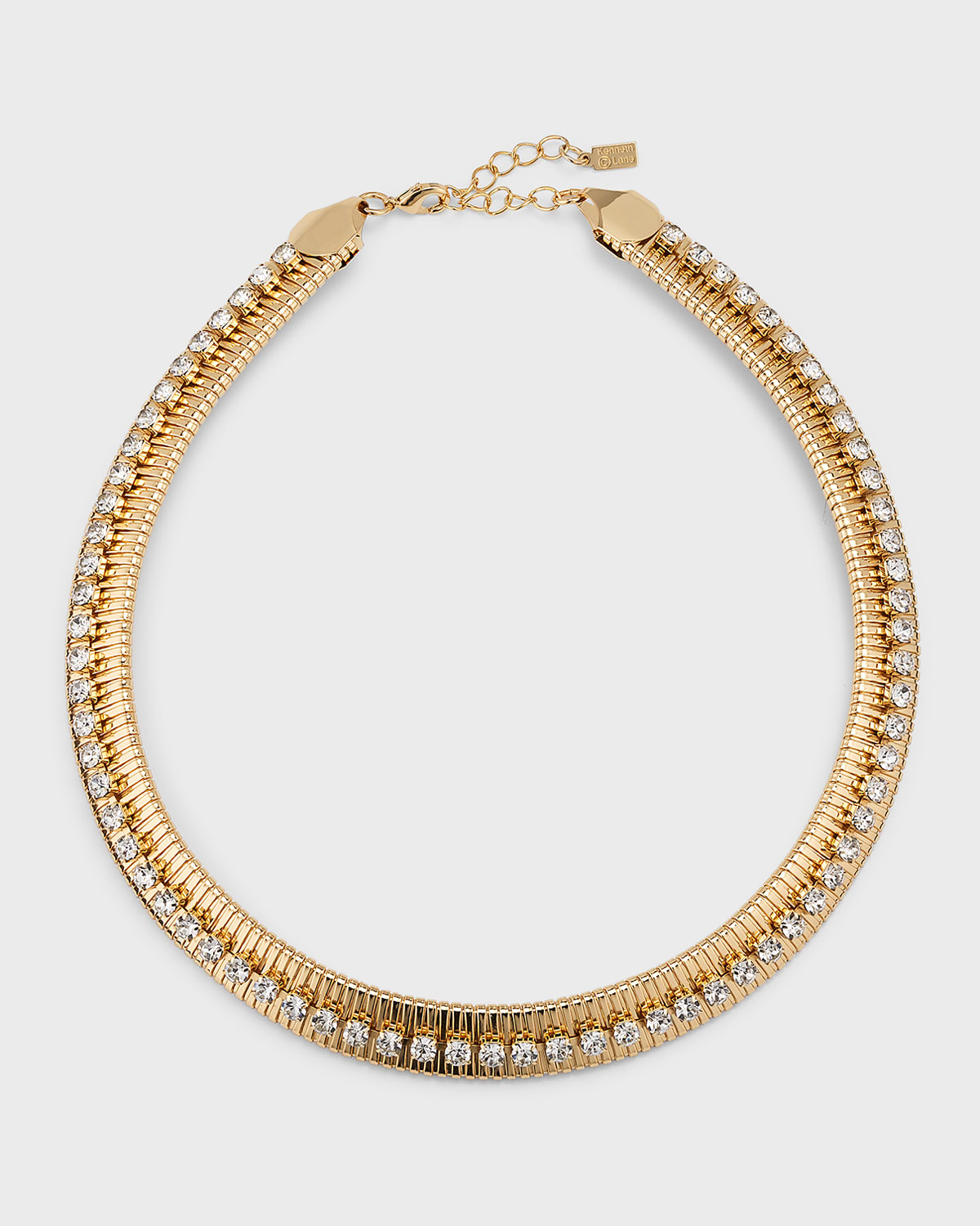 Kenneth Jay Lane Crystal Link Collar Necklace In Gold