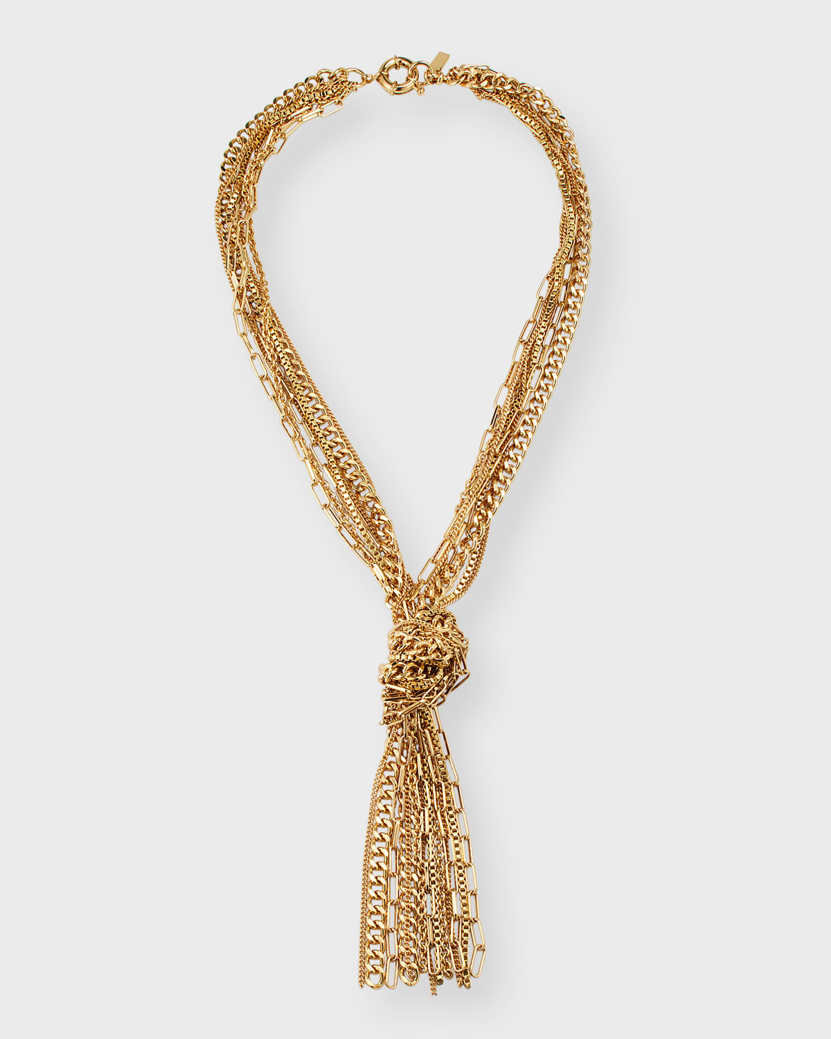Kenneth Jay Lane Mixed-chain Tassel Necklace In Gold