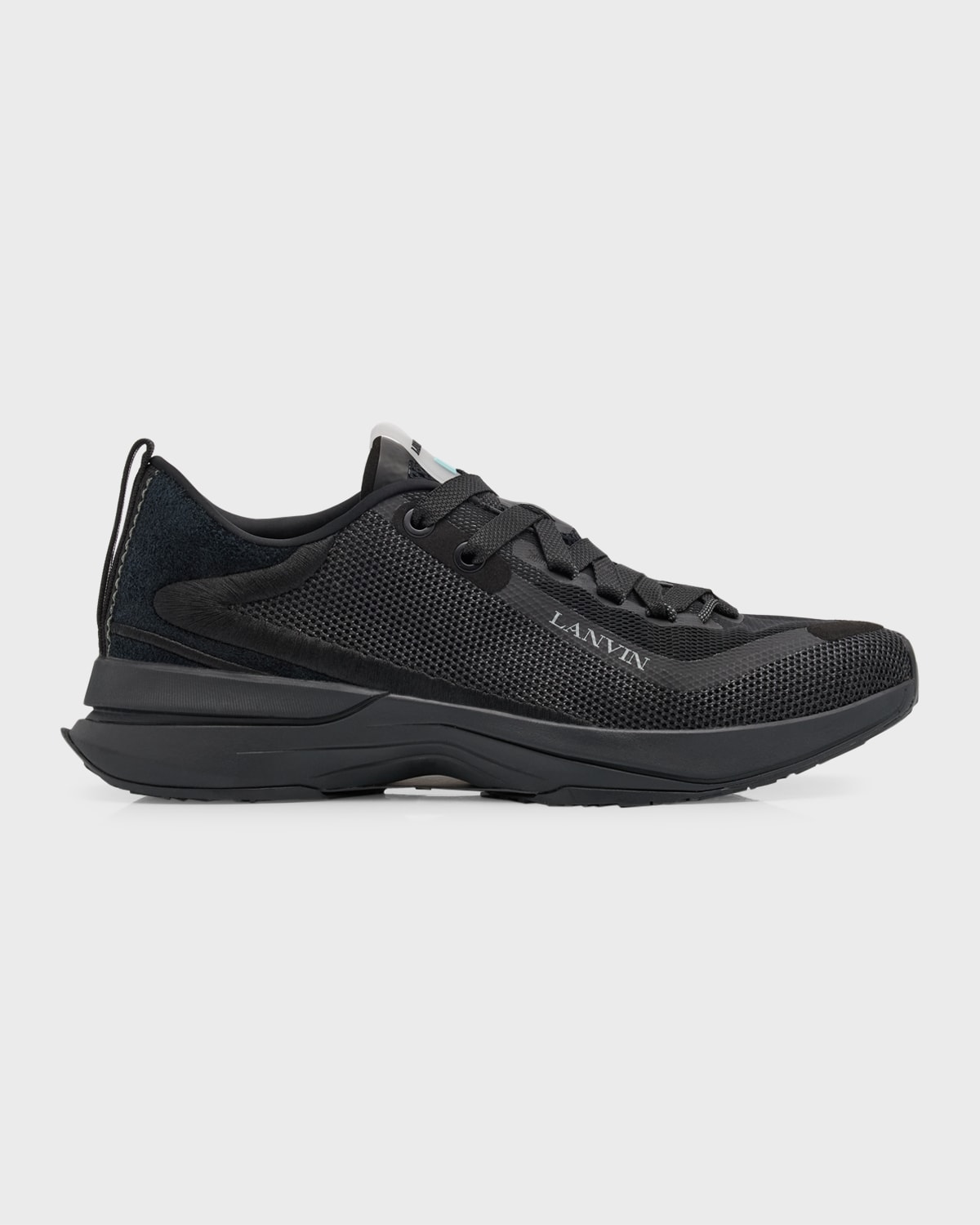 Lanvin Men's Mesh And Suede Runner Sneakers In 1010 - Blackblack