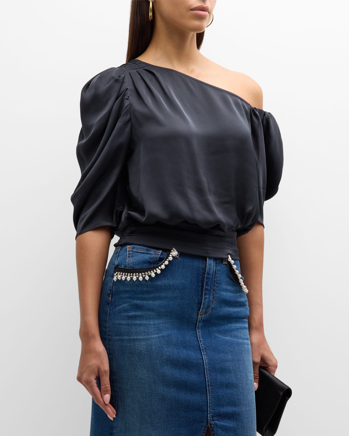 Ramy Brook Amani One-shoulder Blouse In Black