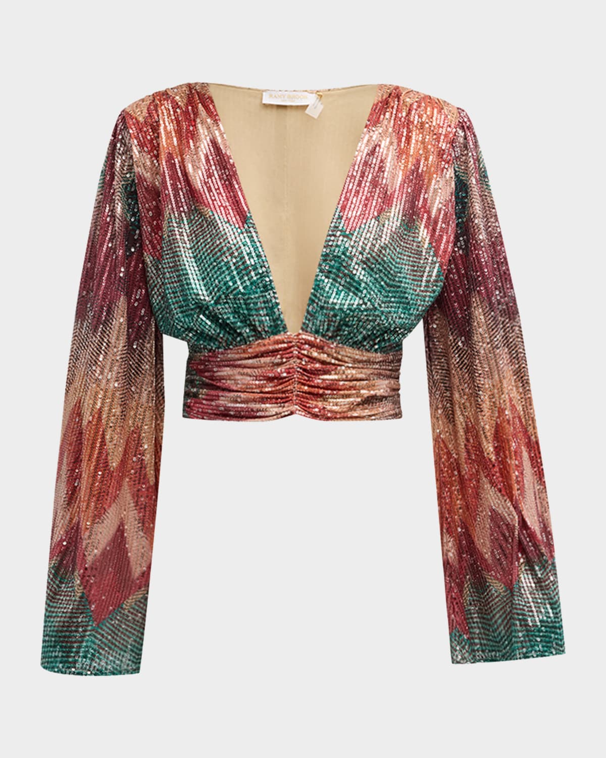 RAMY BROOK ERIN SEQUIN-EMBELLISHED CHEVRON BLOUSE