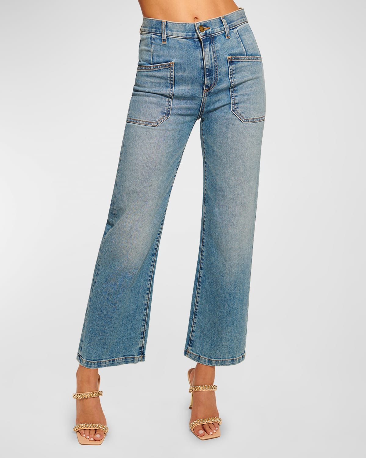 Shop Ramy Brook Zoey High-rise Straight-leg Jeans In Lightwash