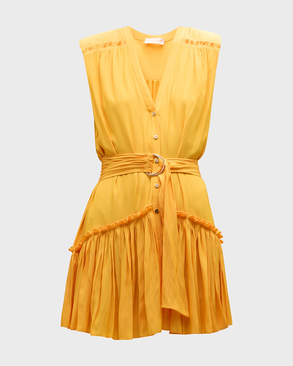 Ramy Brook Miley Sleeveless Button-front Mini Dress In Yuzu