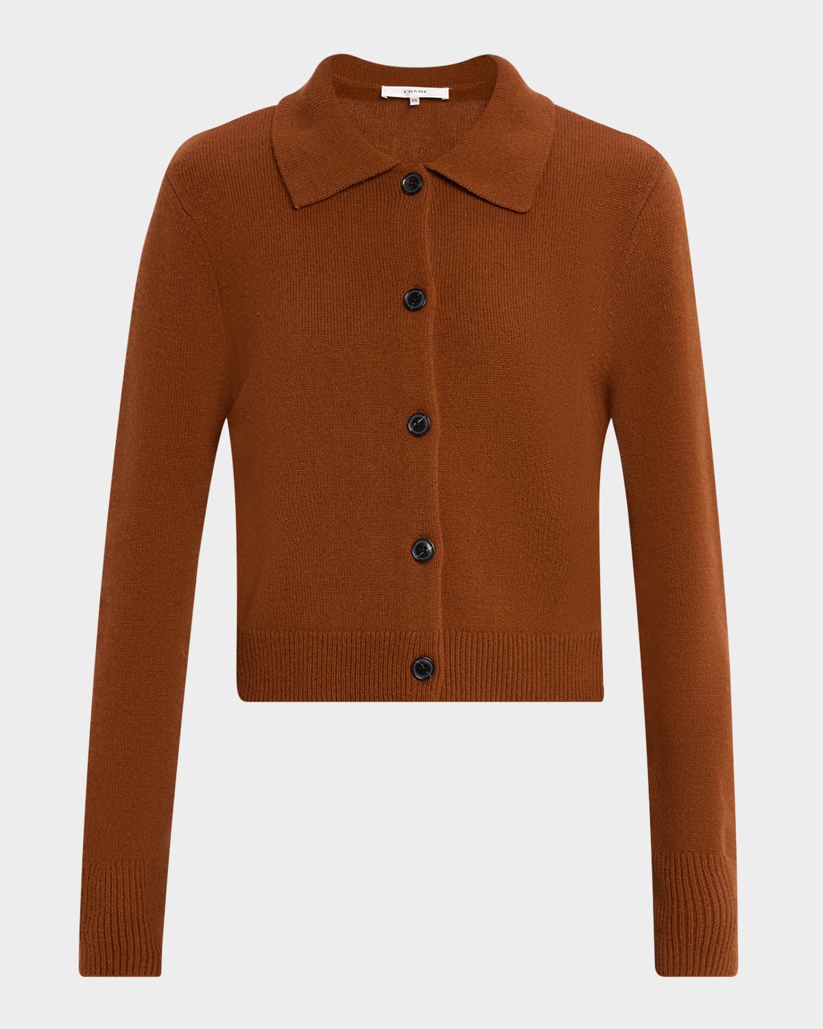 Frame Shrunken Cashmere Cardigan In Brown