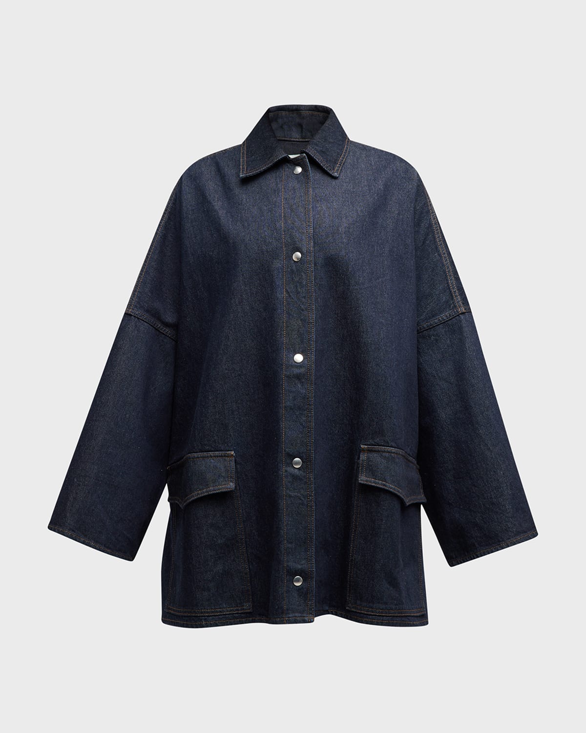 Shop Totême Oversize Denim Overshirt Jacket In Blue