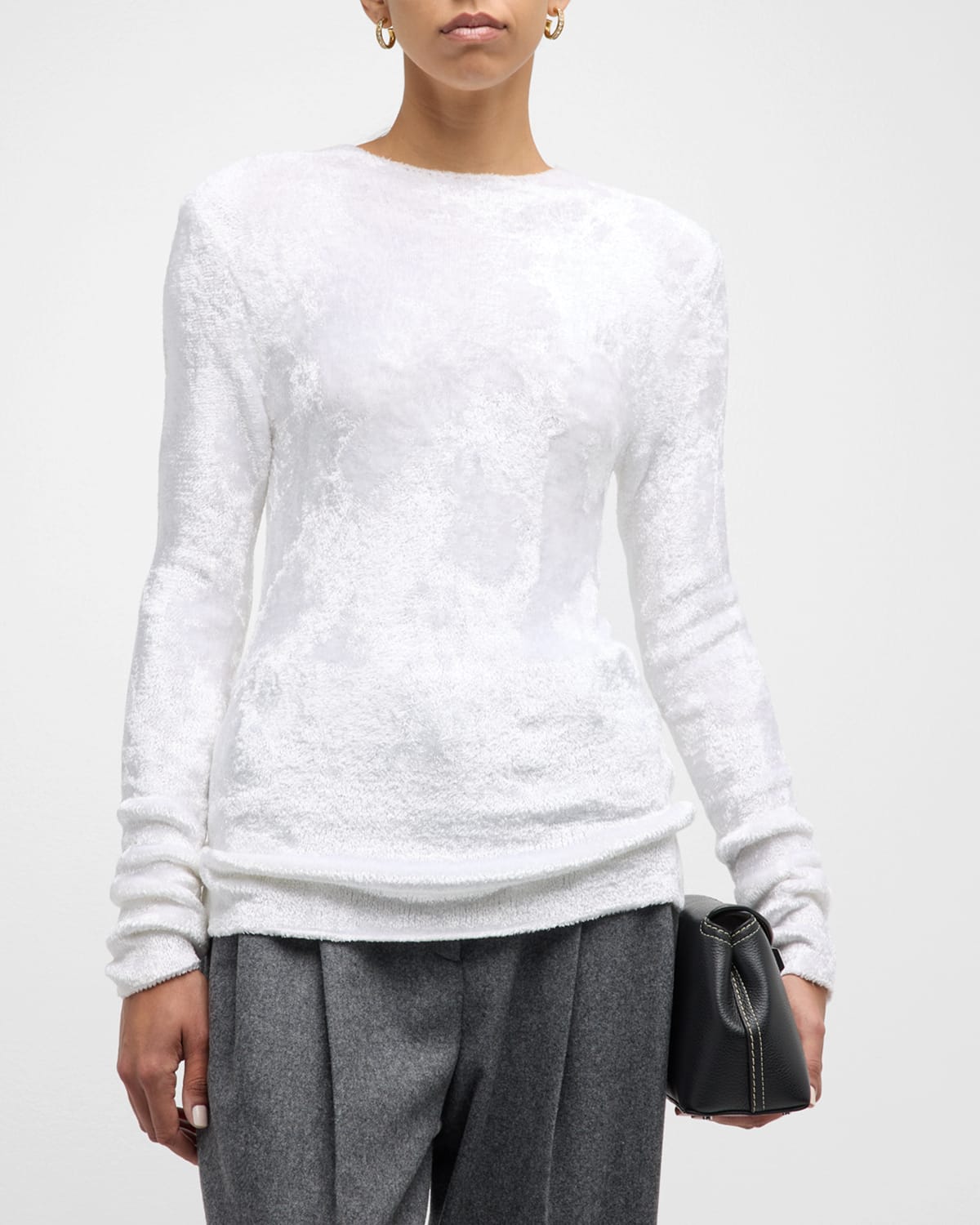 Shop Totême Chenille Knit Slim-fit Sweater In Open White