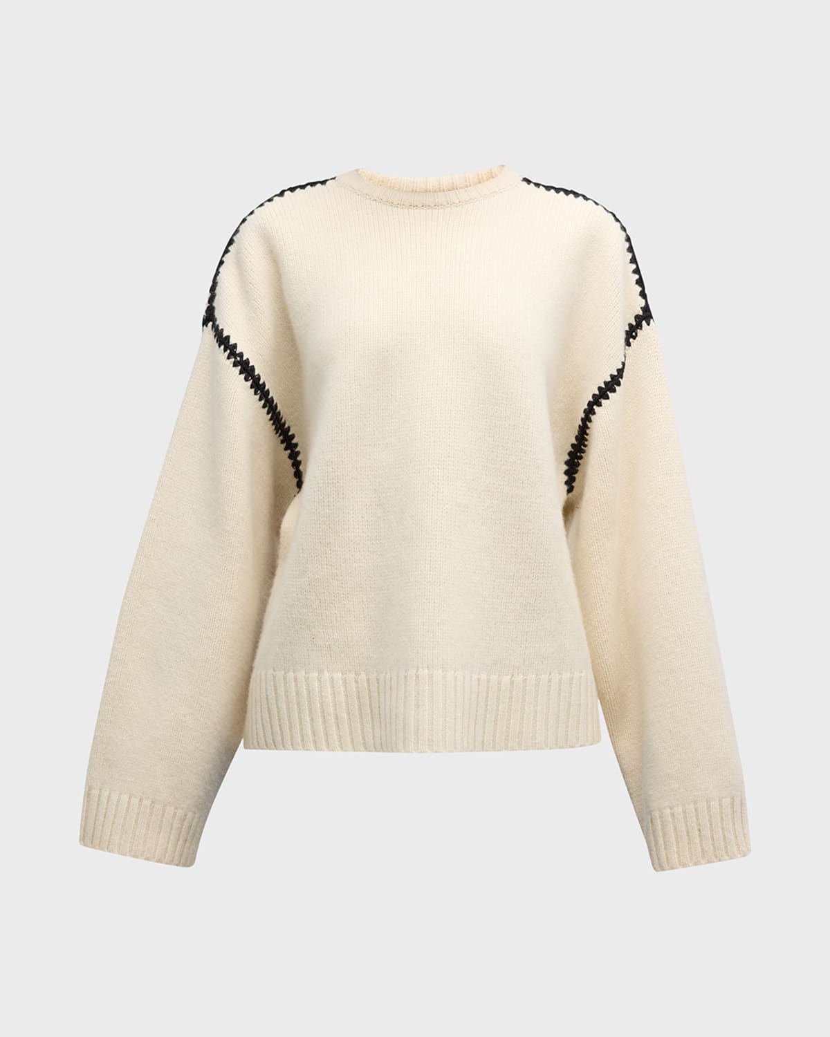 Cashmere-Blend Knit Sweater with Embroidered Detail