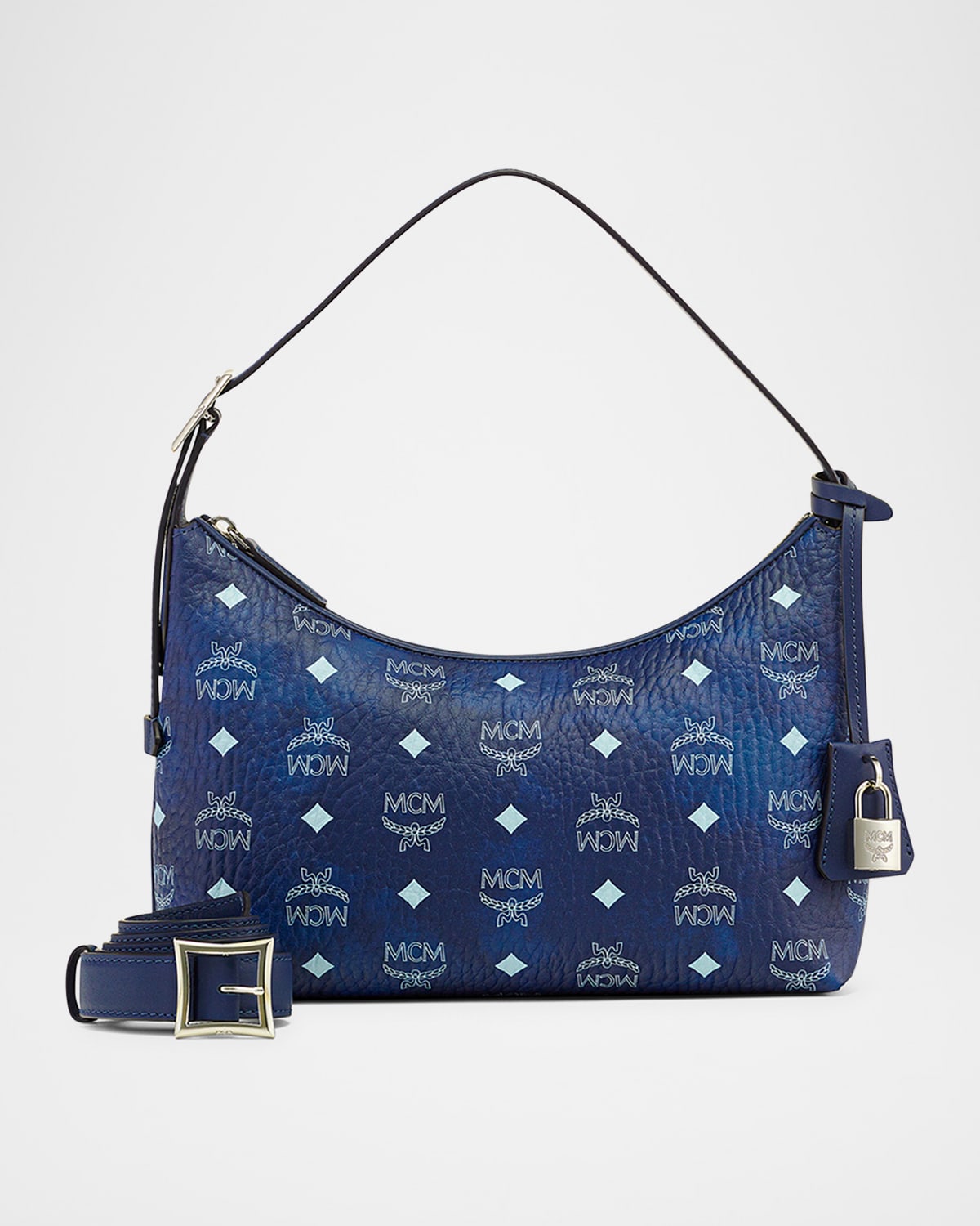 Mcm 'aren Hobo' Small Shoulder Bag In Blue