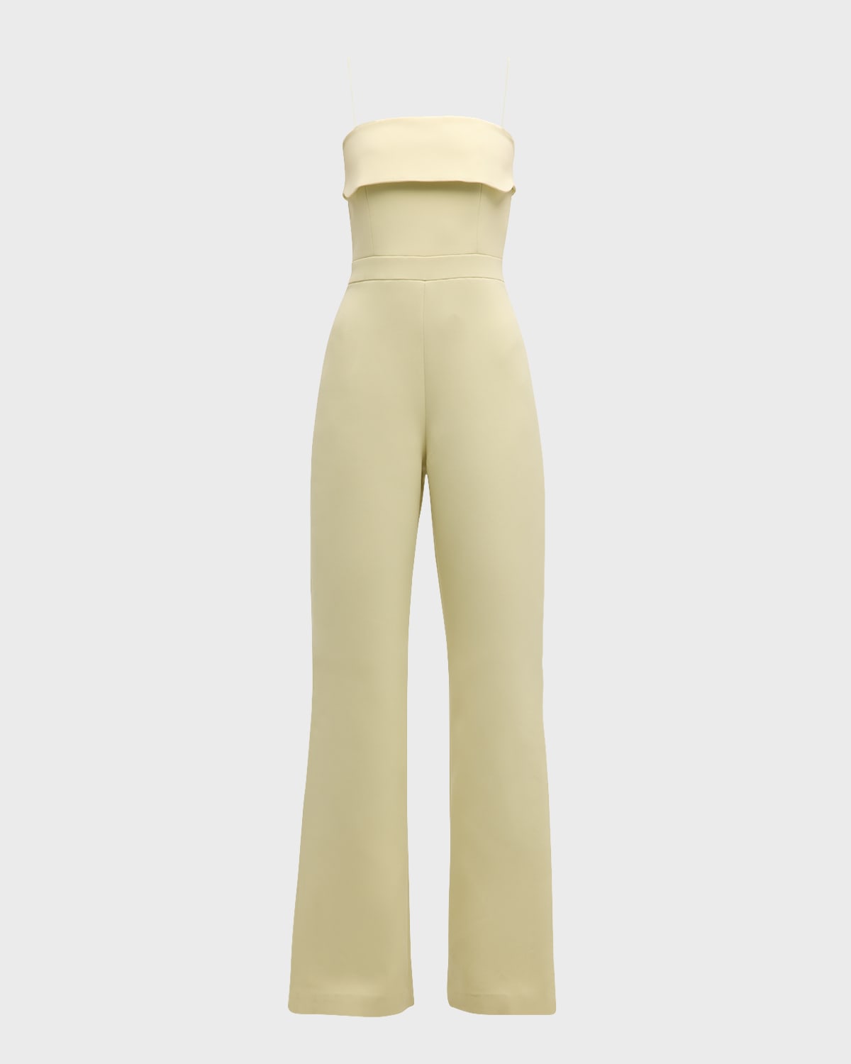 Shop Alexis Kaye Strapless Foldover Straight-leg Jumpsuit In Lime Light